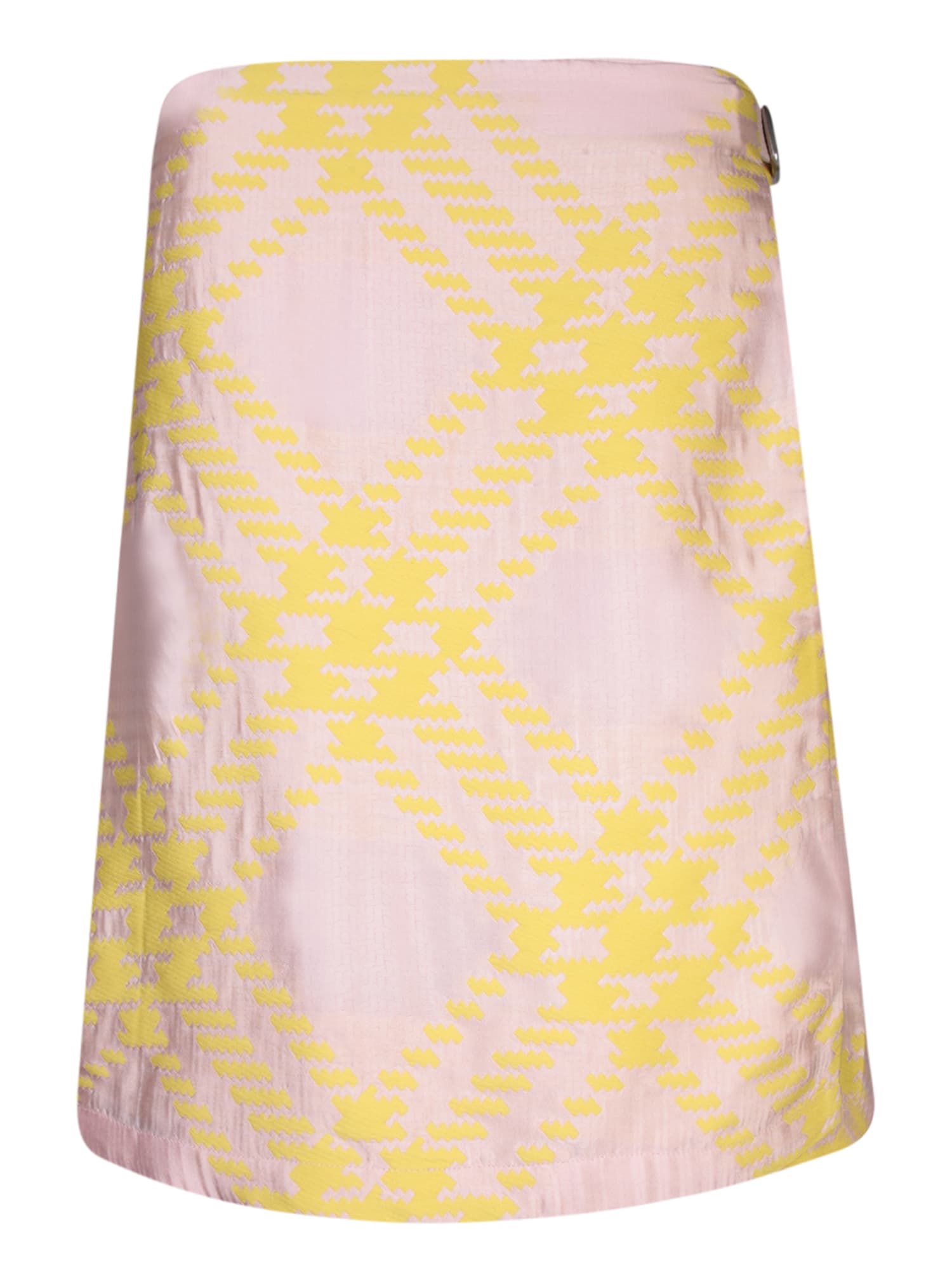Shop Burberry Check Motif Skirt In Pink