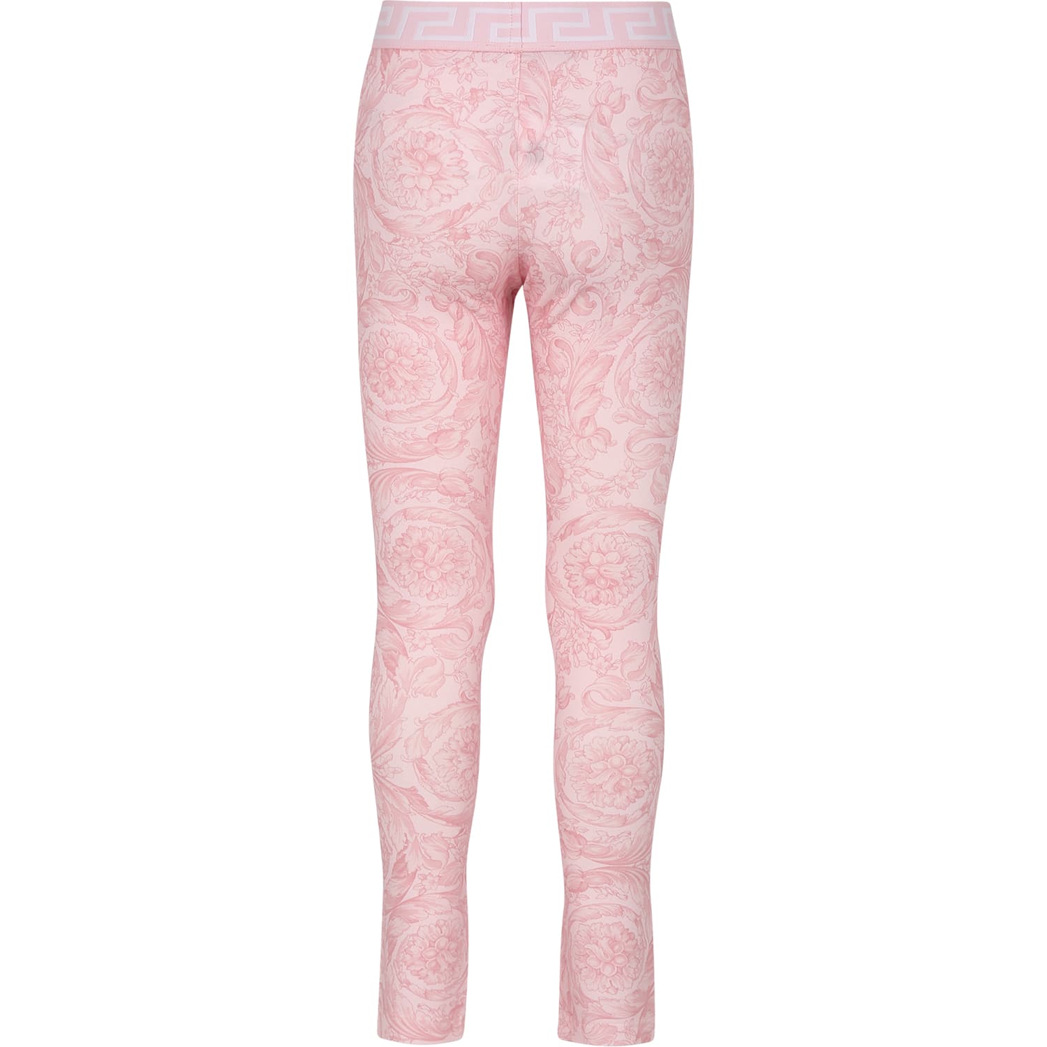 Shop Versace Pink Leggings For Girl With All-over Baroque Print