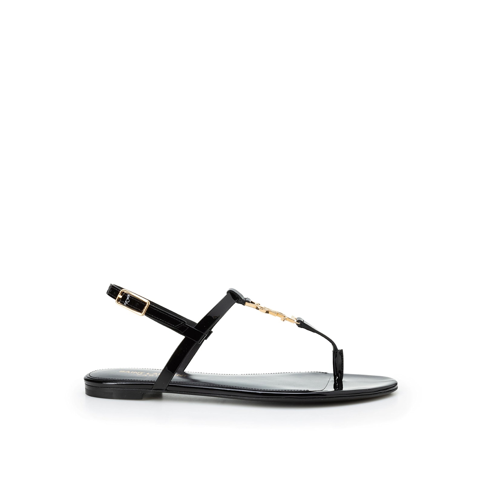 Shop Saint Laurent Cassandra Flat Sandals In Black