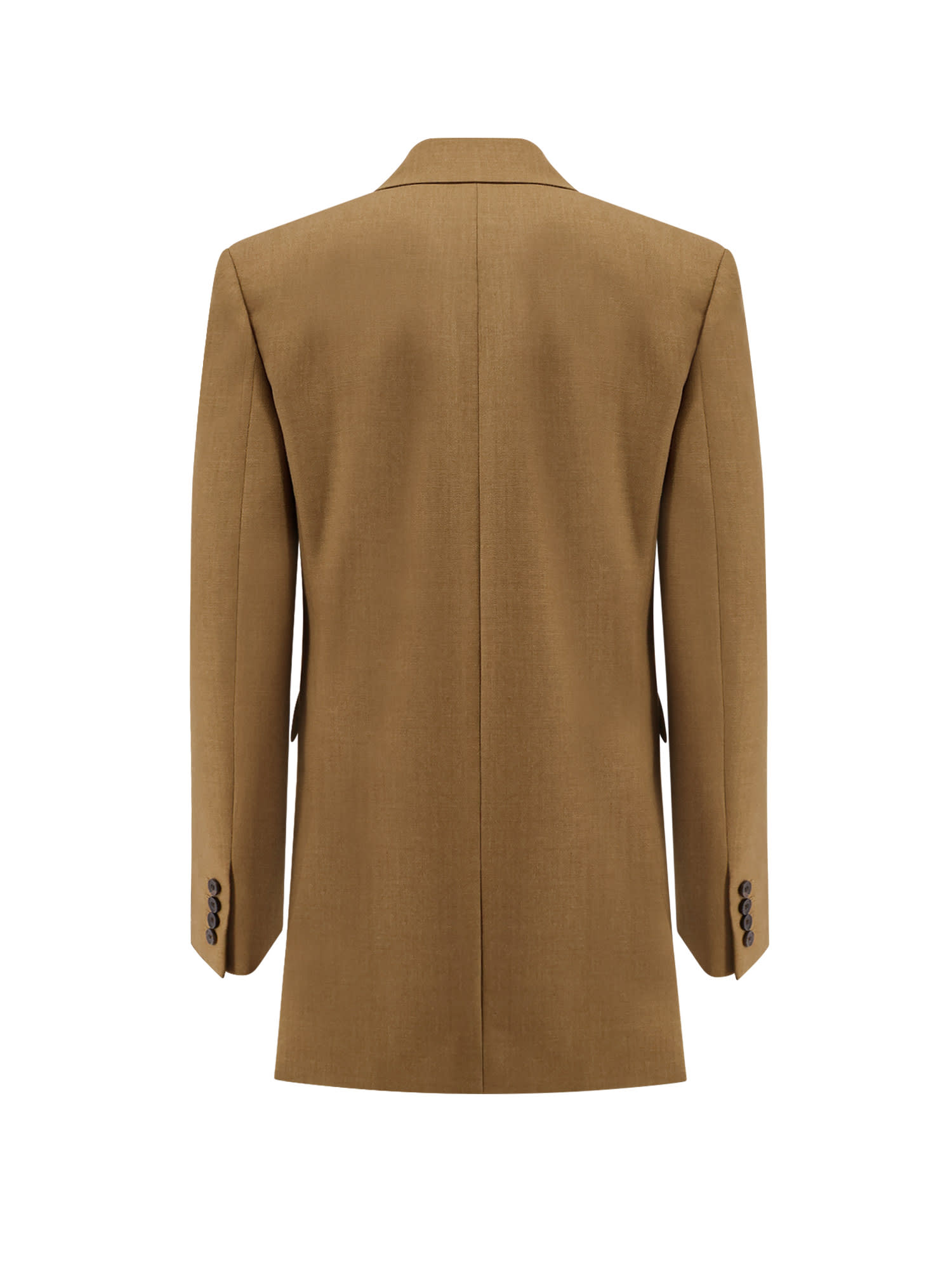 Saint Laurent Certified Wool Double-breasted Blazer In Brown