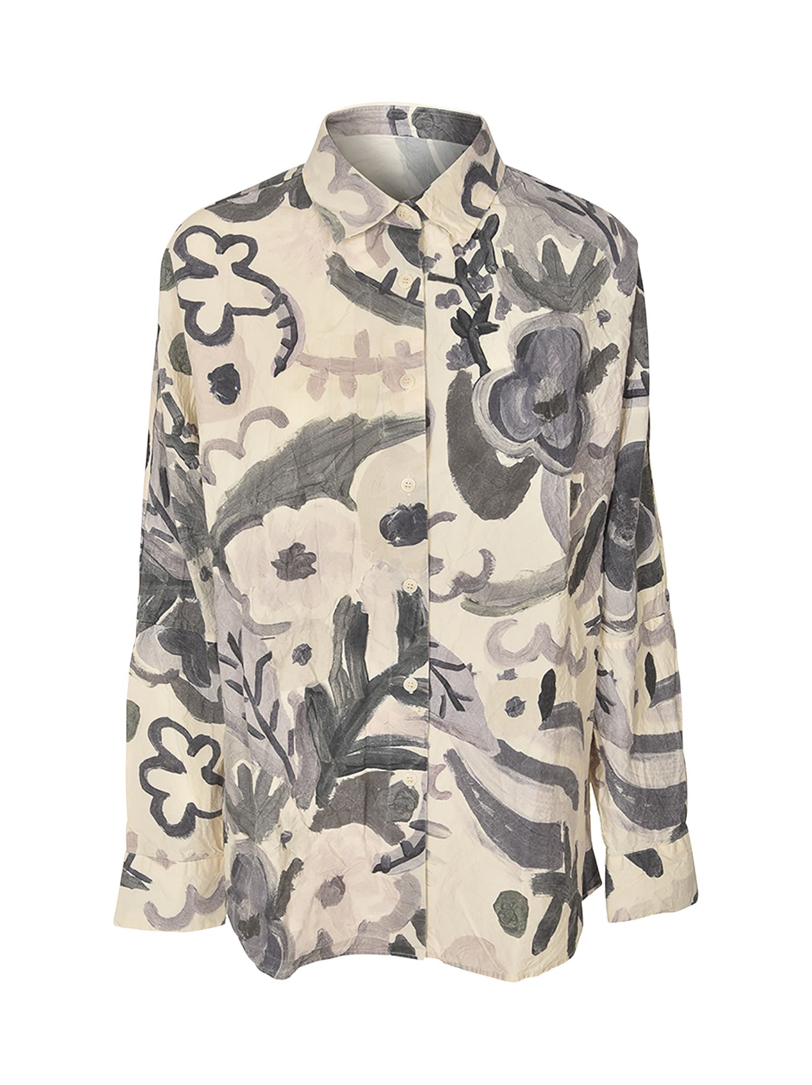 Shop Casey Casey Painted Shirt In Grey