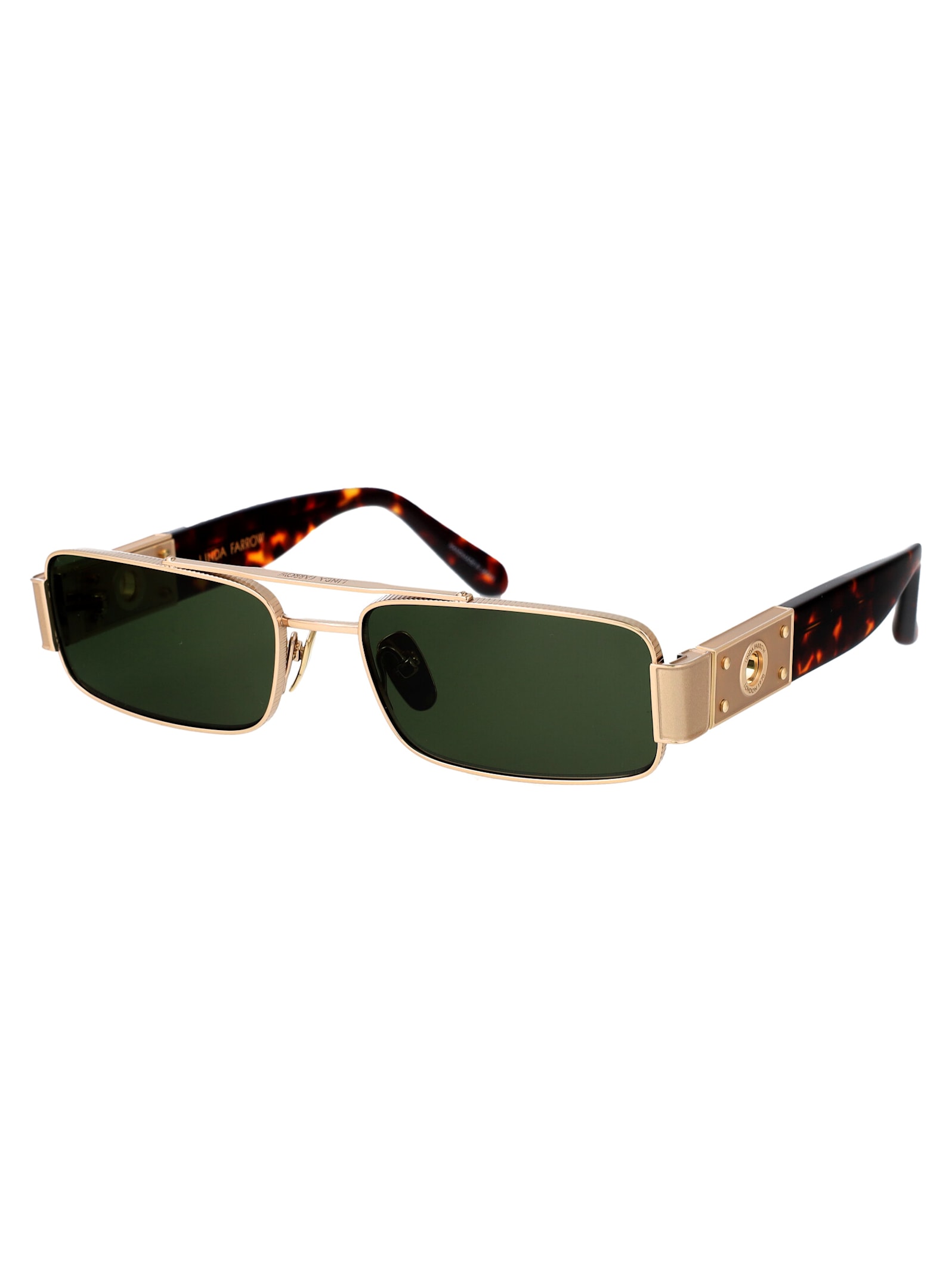 Linda Farrow Sunglasses Lfl1470 C2 Sun C2 In Lightgold/darkt-shell/green