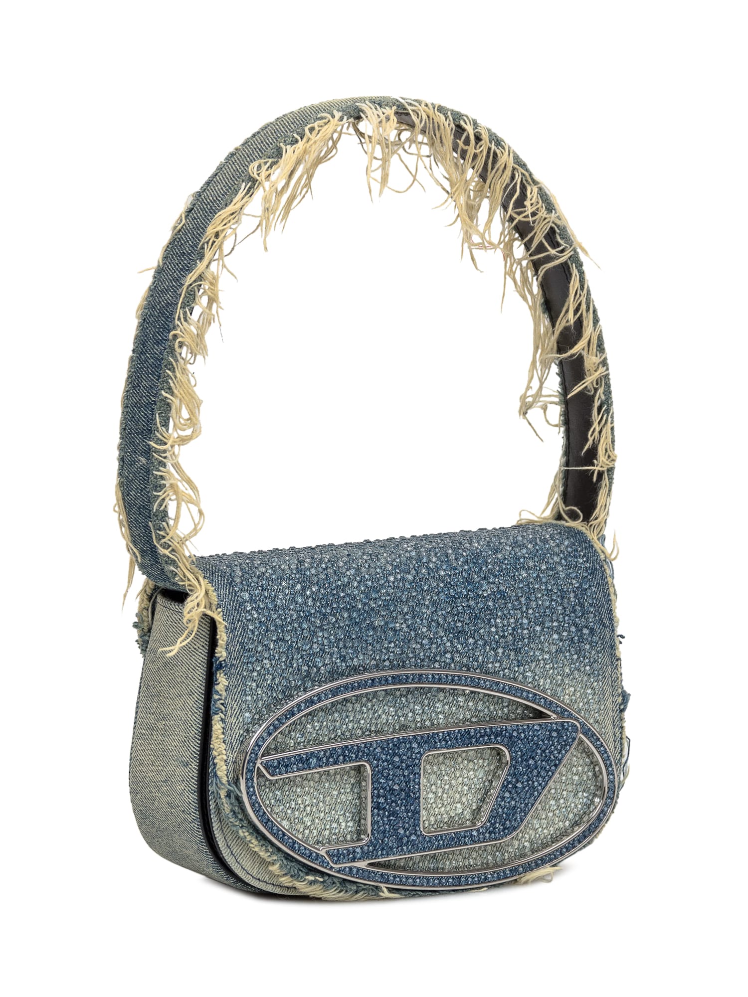 Diesel Embellished Denim 1dr Shoulder Bag In Blue