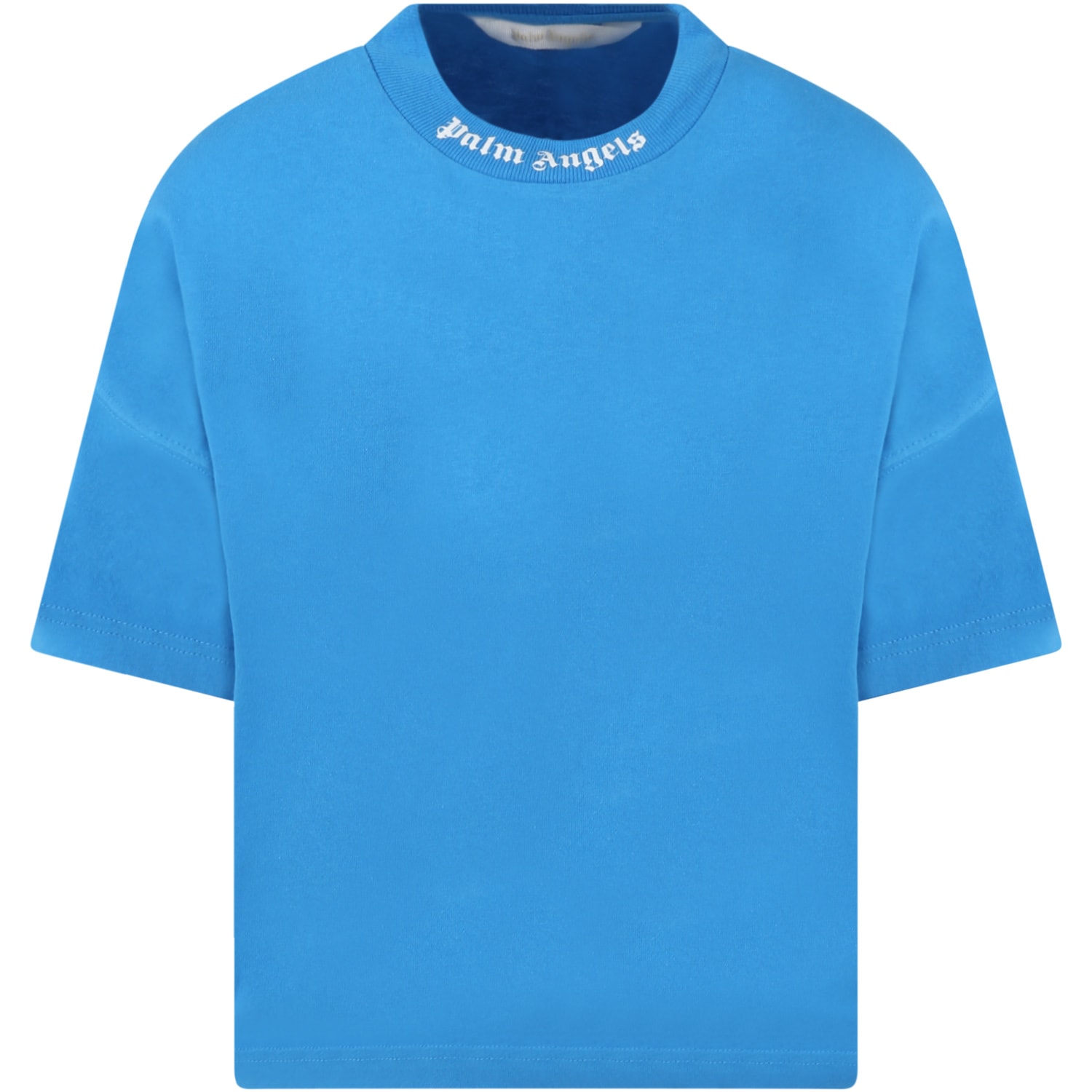 Palm Angels Light Blue T-shirt For Boy With Logo