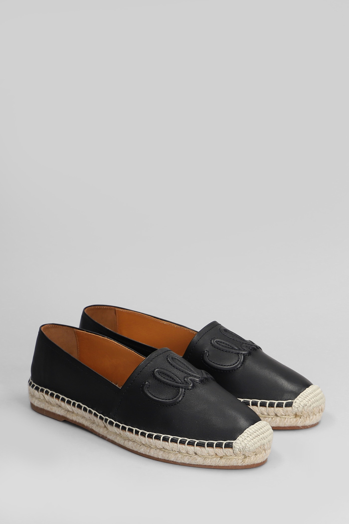 Chloé Isla Espadrilles In Black Leather In Black