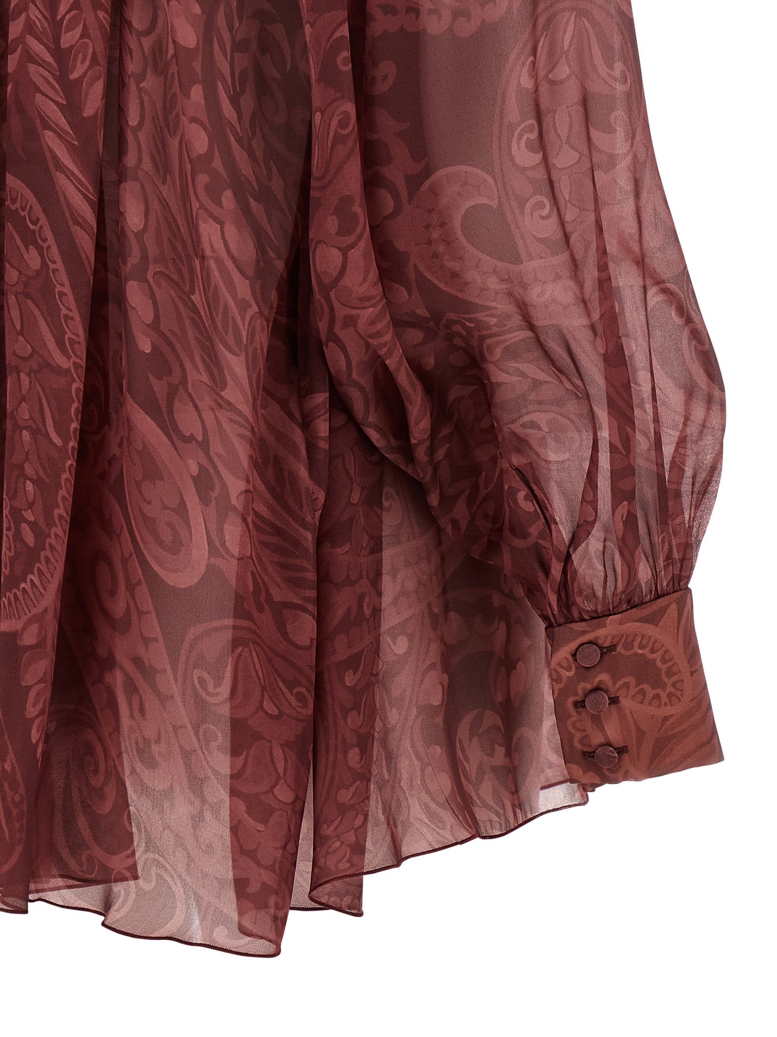 Etro Bow Blouse High Neck Long Sleeves In Brown