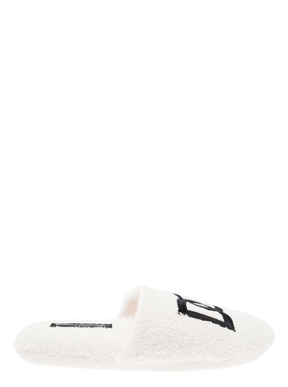 Shop Dolce & Gabbana Embroidered Terry Cotton Slippers In White