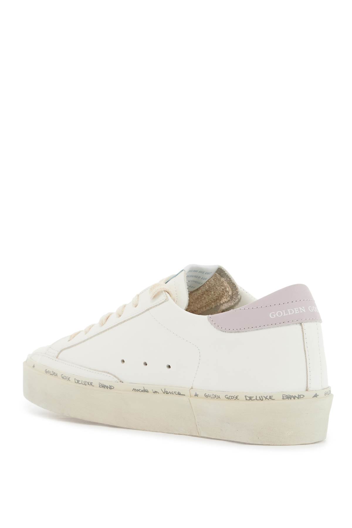 Golden Goose 'hi Star' White Low Top Sneakers With Laminated Star Patch On The Side In White/silver/lilac (white)