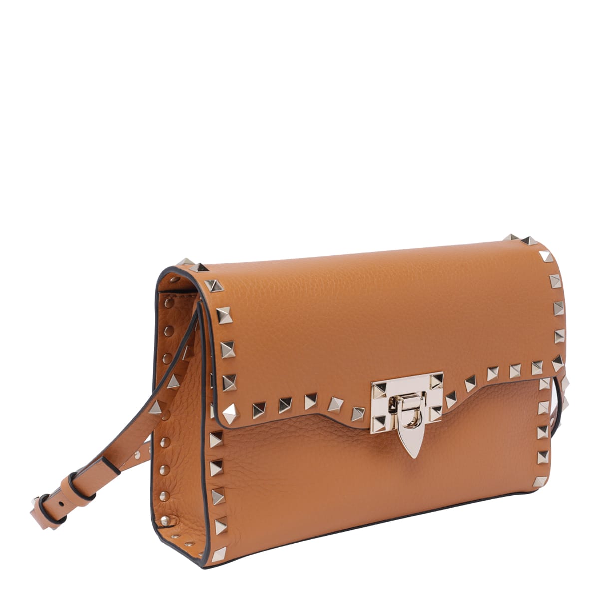 Shop Valentino Small Rockstud Crossbody Bag In Brown