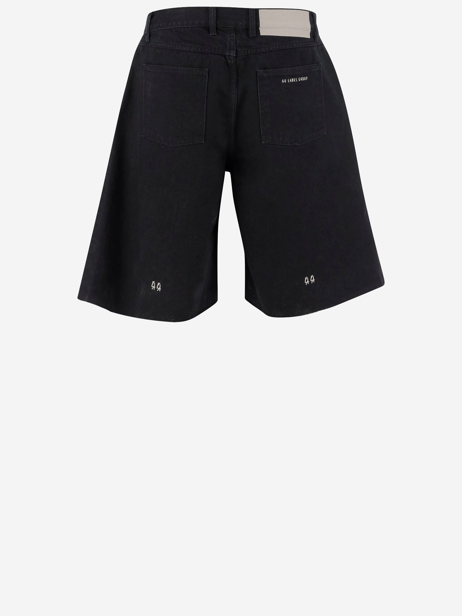 44 Label Group Black Bermuda Pants With Tie Detail On The Front And Logo Embroidery On The Rear In Black