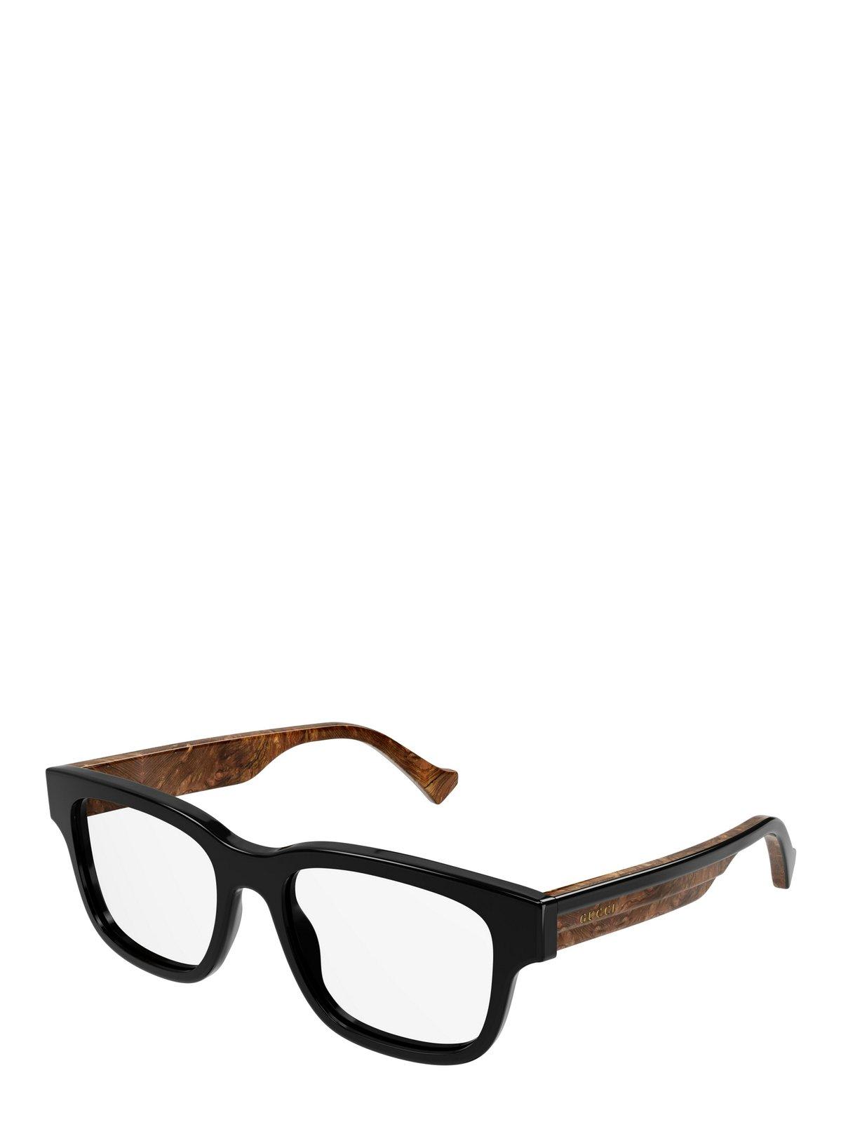 Shop Gucci Rectangle Frame Glasses In 001 Black Black Transpare