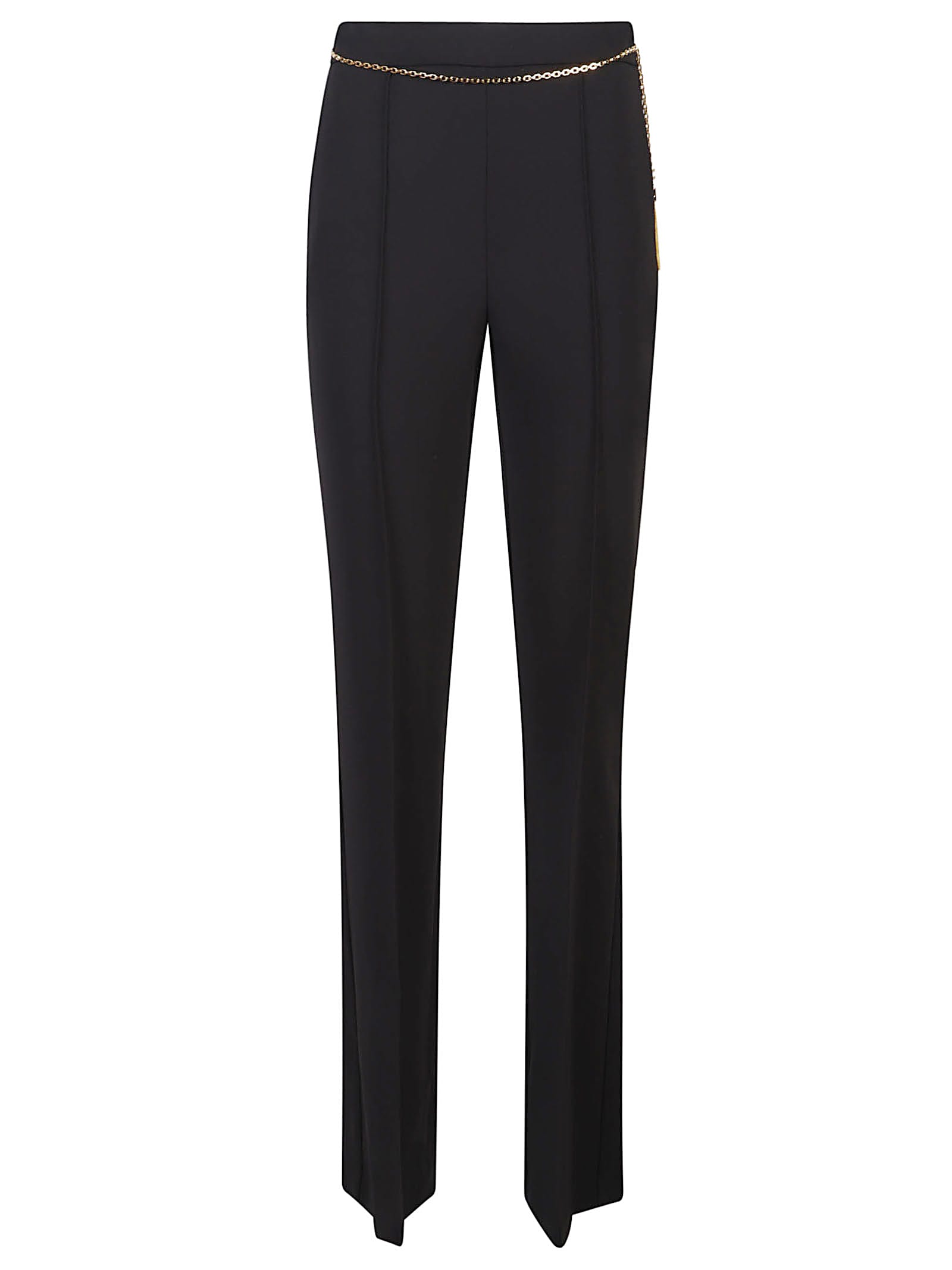 Elisabetta Franchi Lightweight Crepe Trousers With Jewel Chain In Black