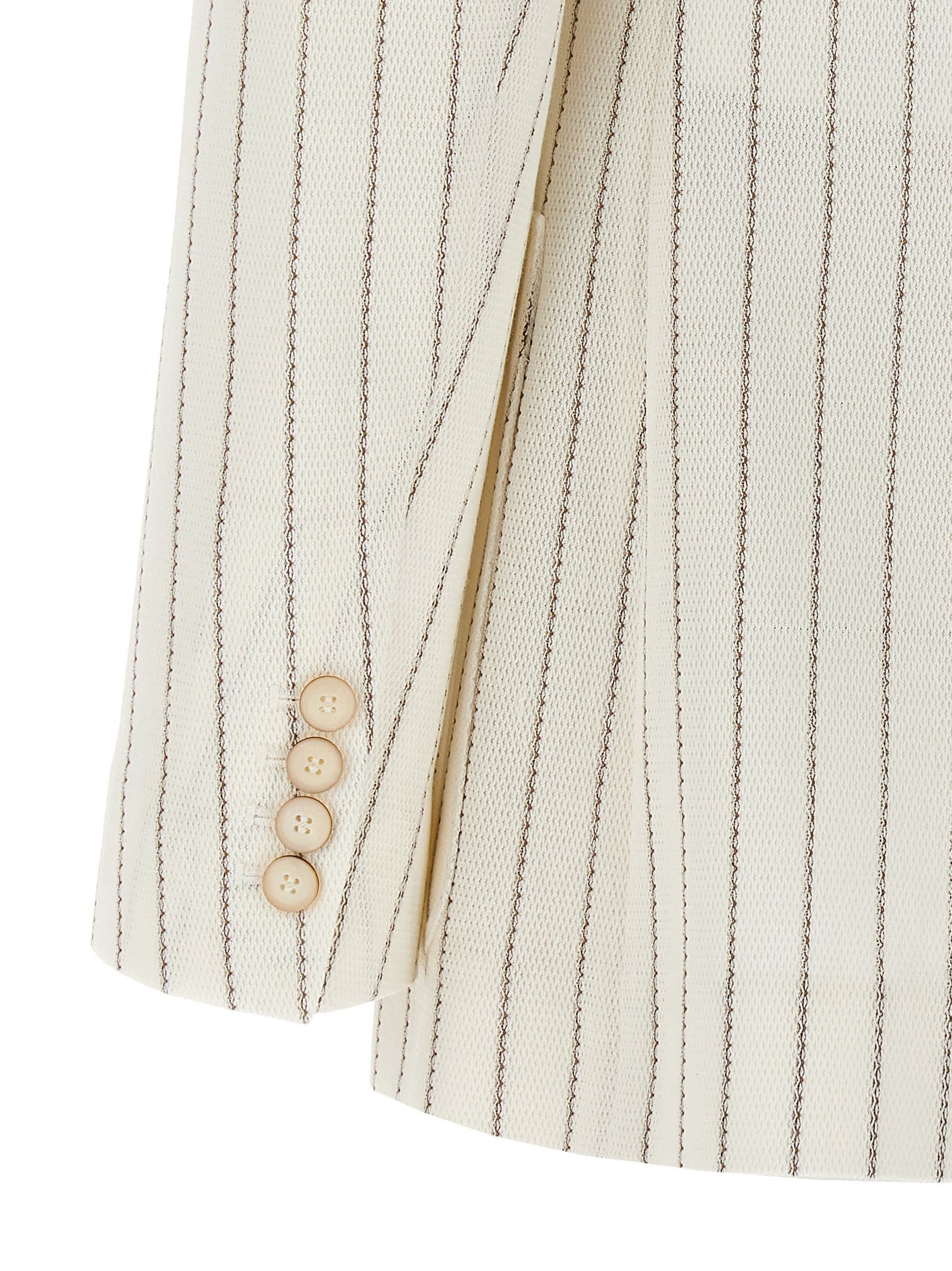 Max Mara Embroidered Stripes Cotton Blend Blazer In Multi