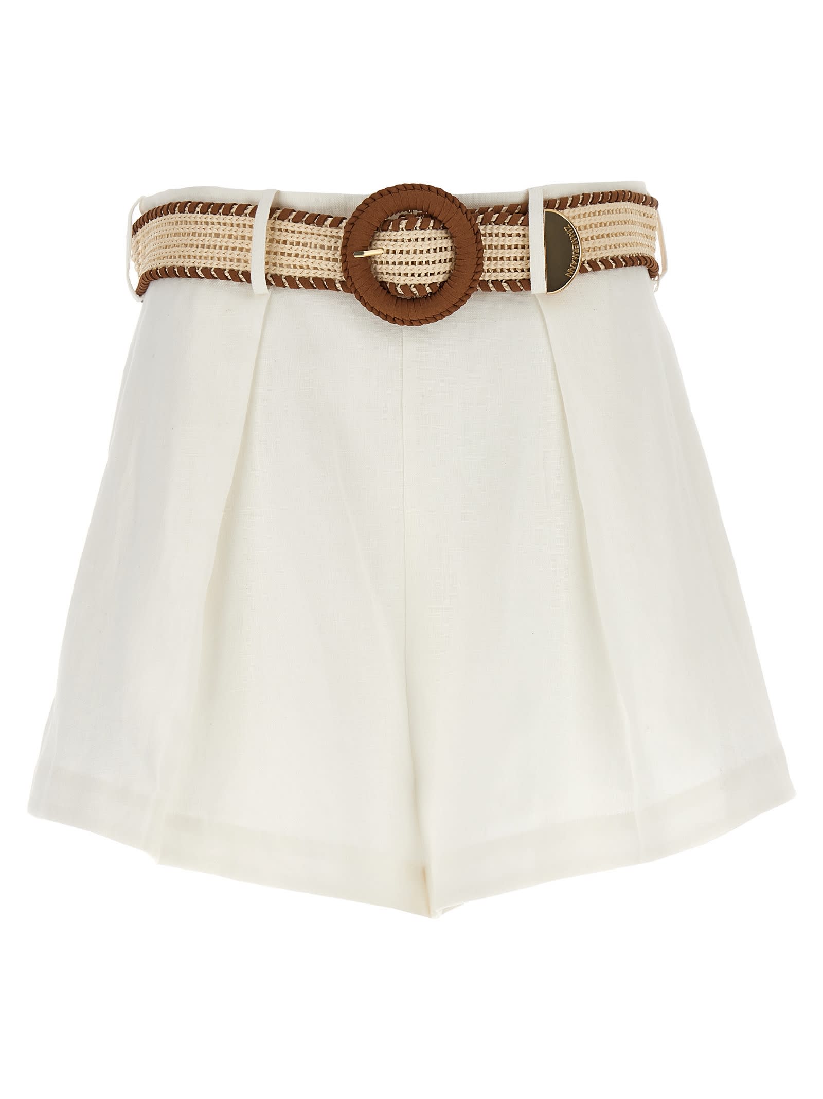 Shop Zimmermann Halliday Tuck Shorts In White