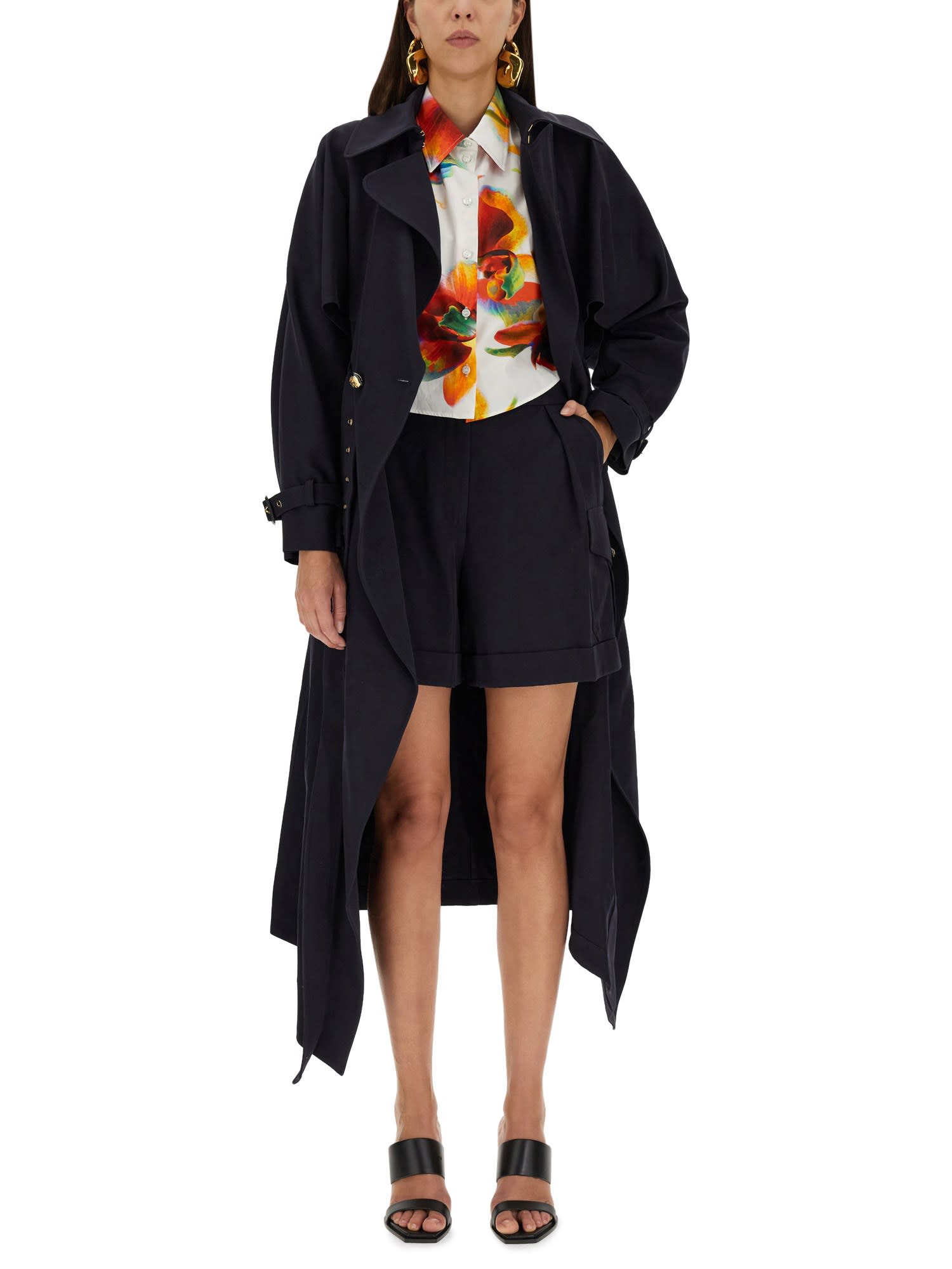 Alexander Mcqueen High-waisted Cargo Shorts In Blu