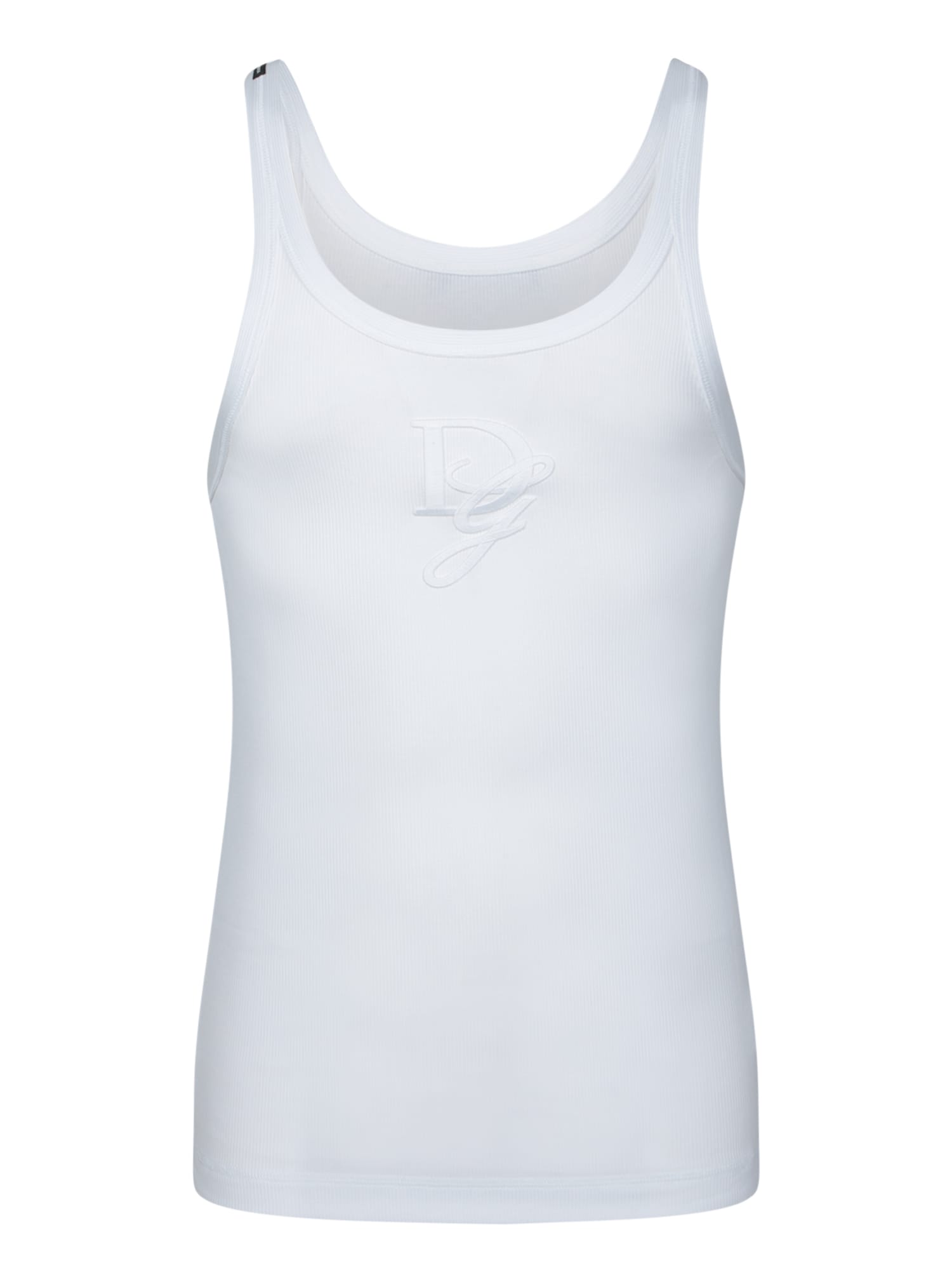 Dg White Cotton Tank Top