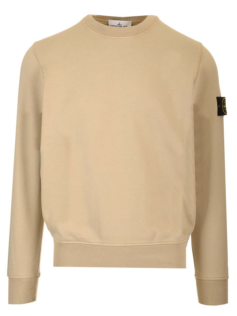 Desert-colored Cotton Crewneck Sweater