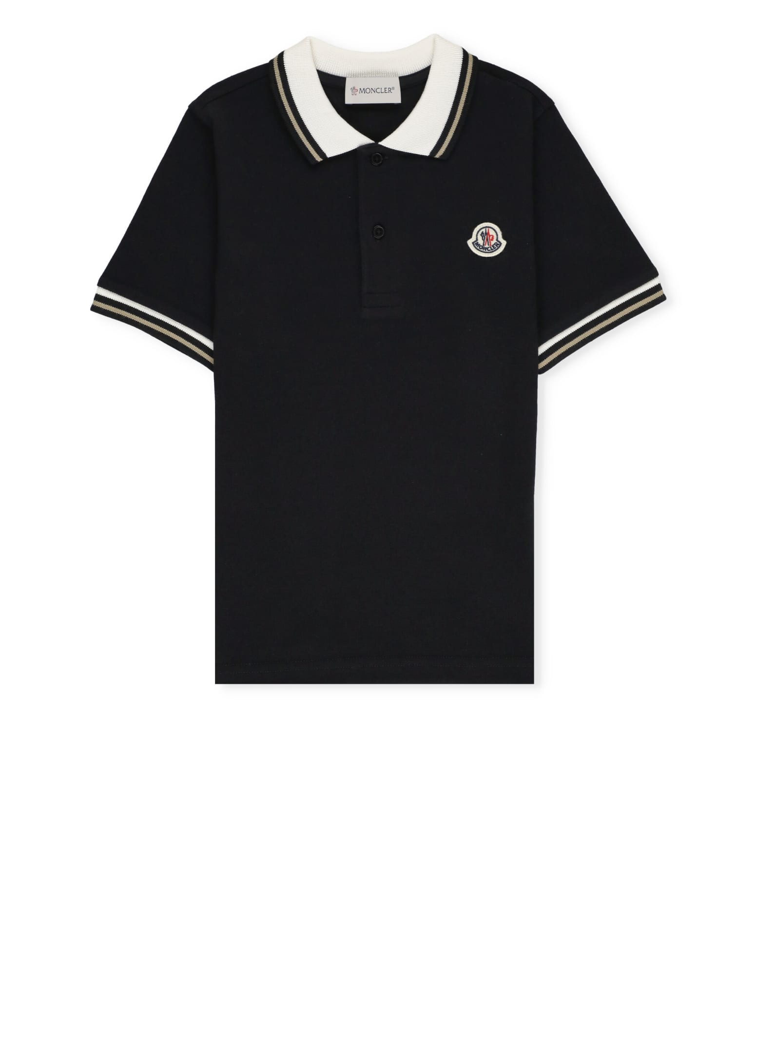 Shop Moncler Logoed Polo Shirt In Black