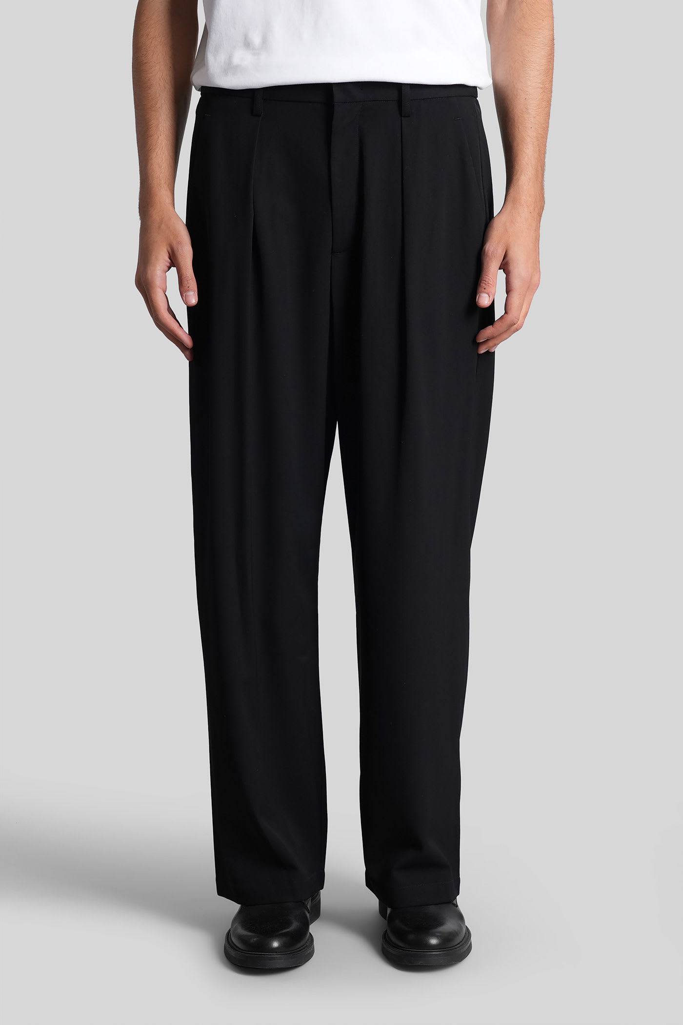 Attachment Pants In Black Wool In Black