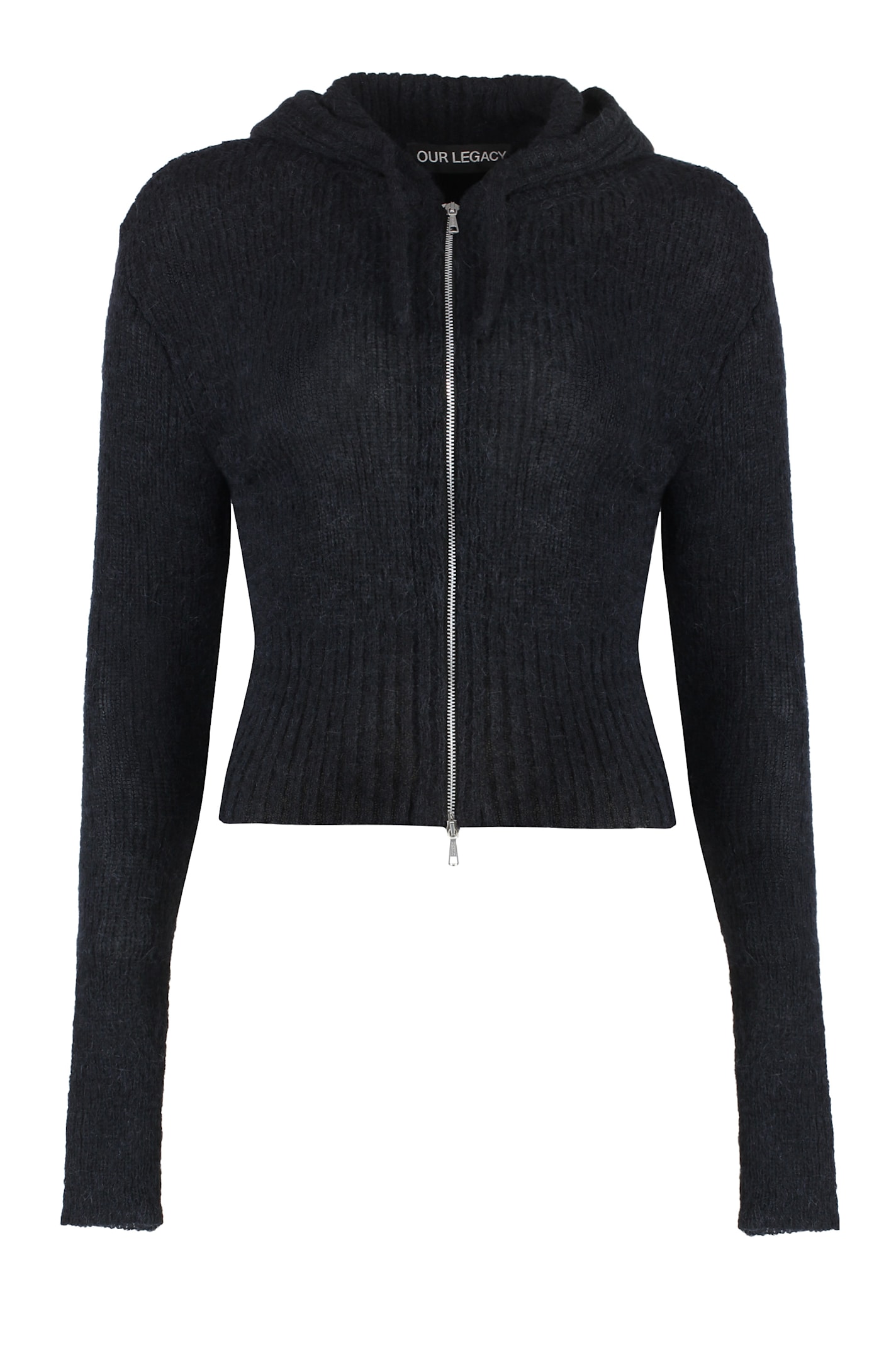 Shop Our Legacy Compact Zipped And Hooded Cardigan In Black