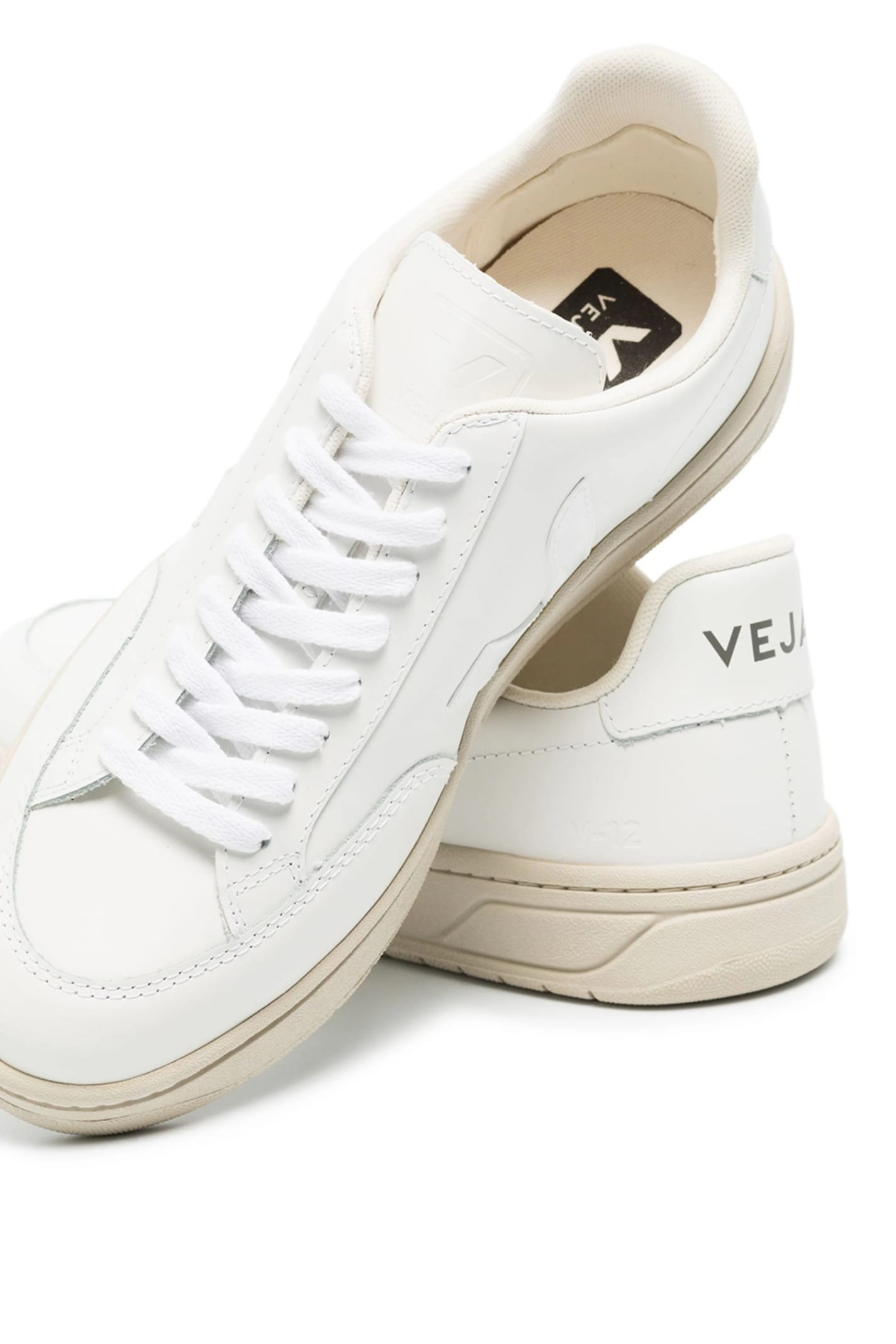 Veja White V-12 Low Top Leather Sneakers In White
