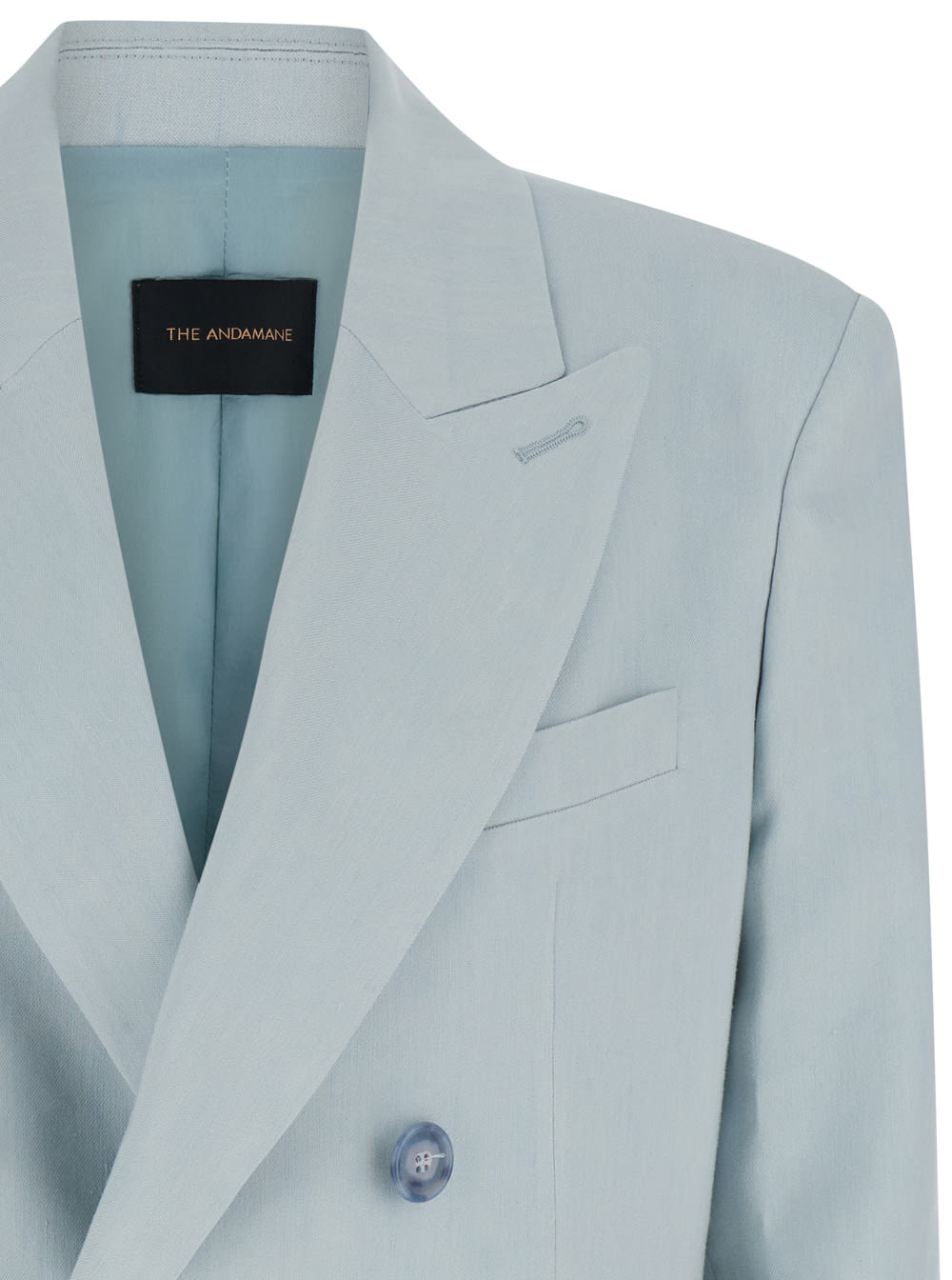 Shop The Andamane Light Blue Single-breasted Blazer In Linen Stretch Woman In Clear Blue