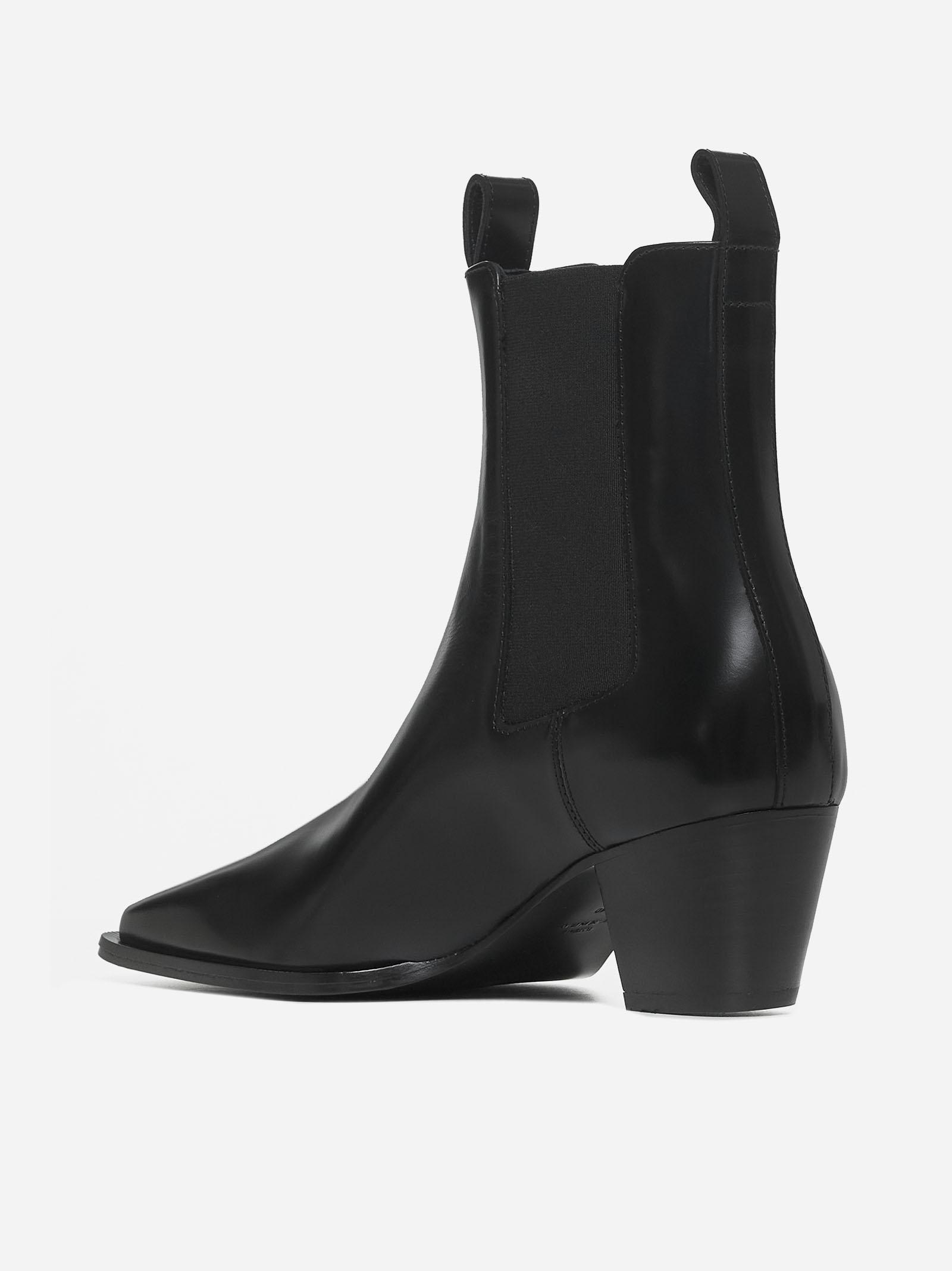 Shop Totême The City Leather Chelsea Boots In Black