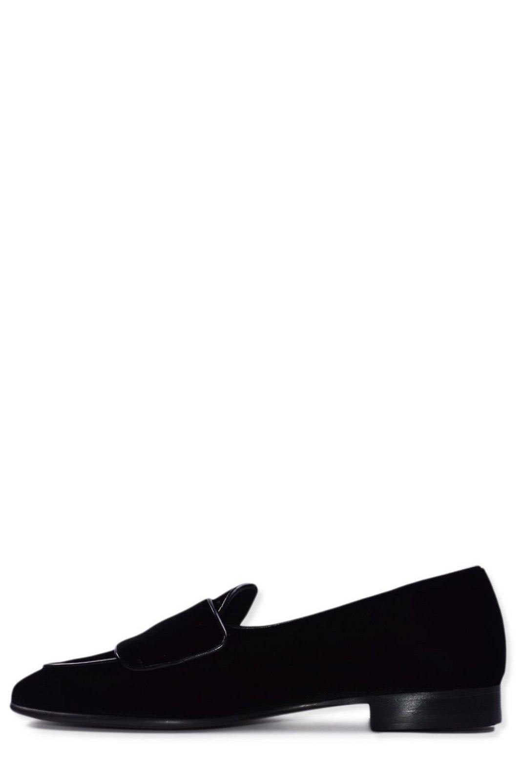 Shop Edhen Milano Almond Toe Slip-on Loafers In Black
