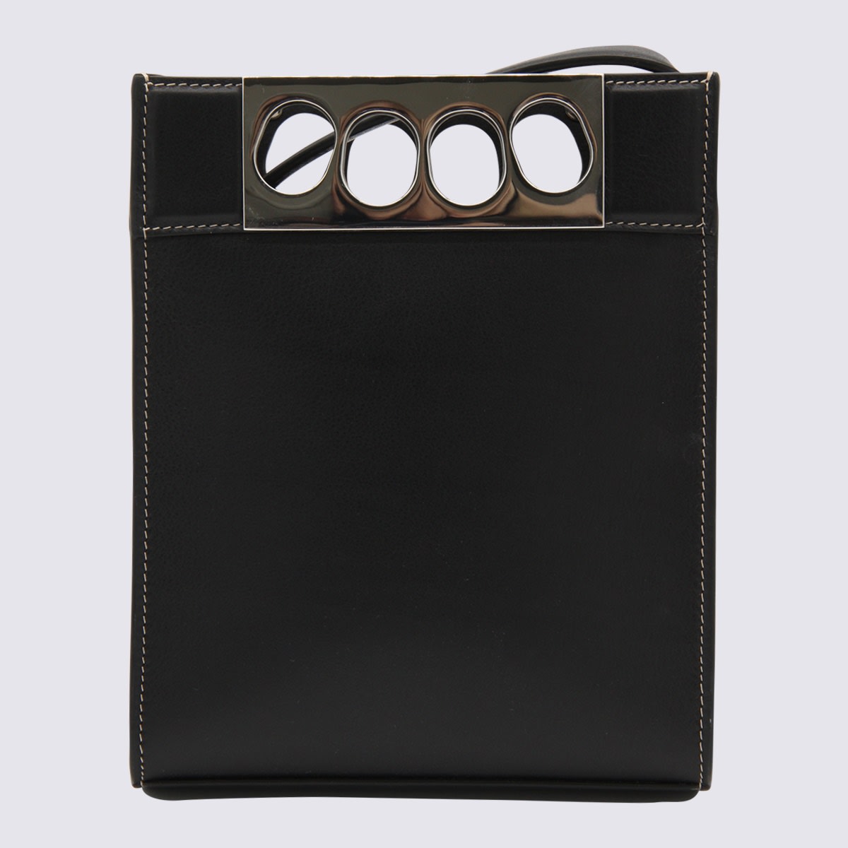 Shop Alexander Mcqueen Black Leather The Grip Mini Tote Bag