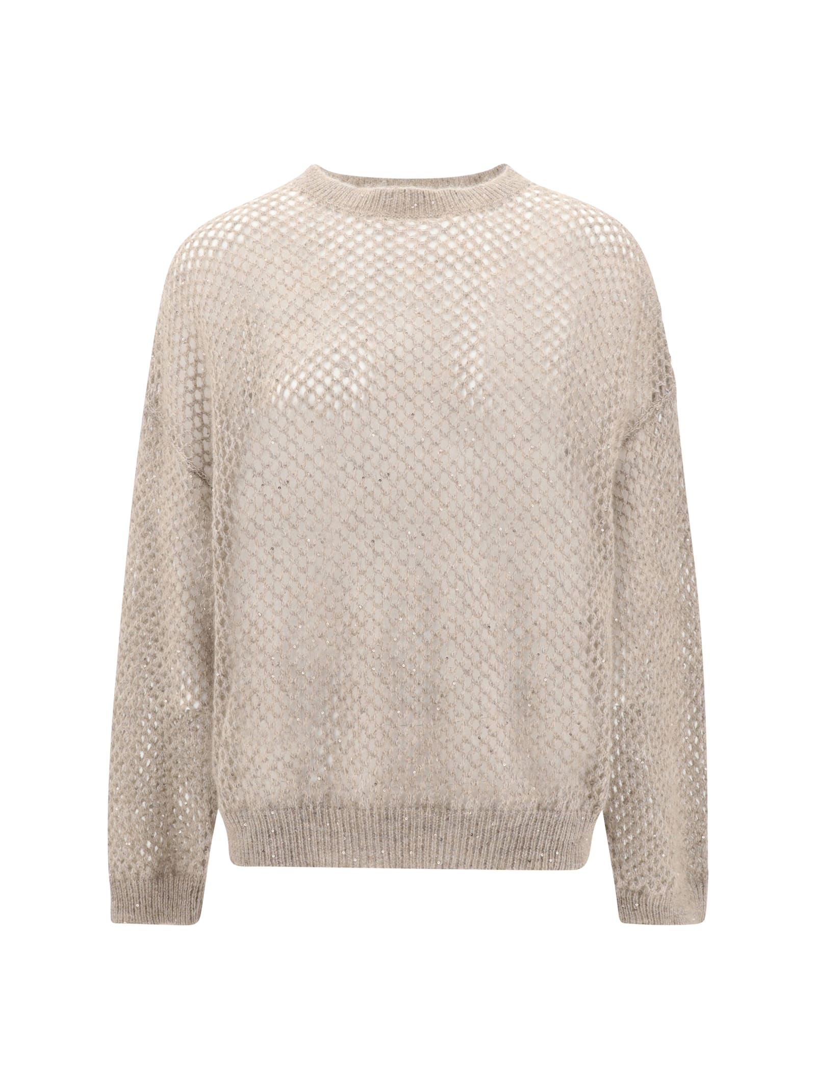 Brunello Cucinelli Women Perforated Sweater In Neutral