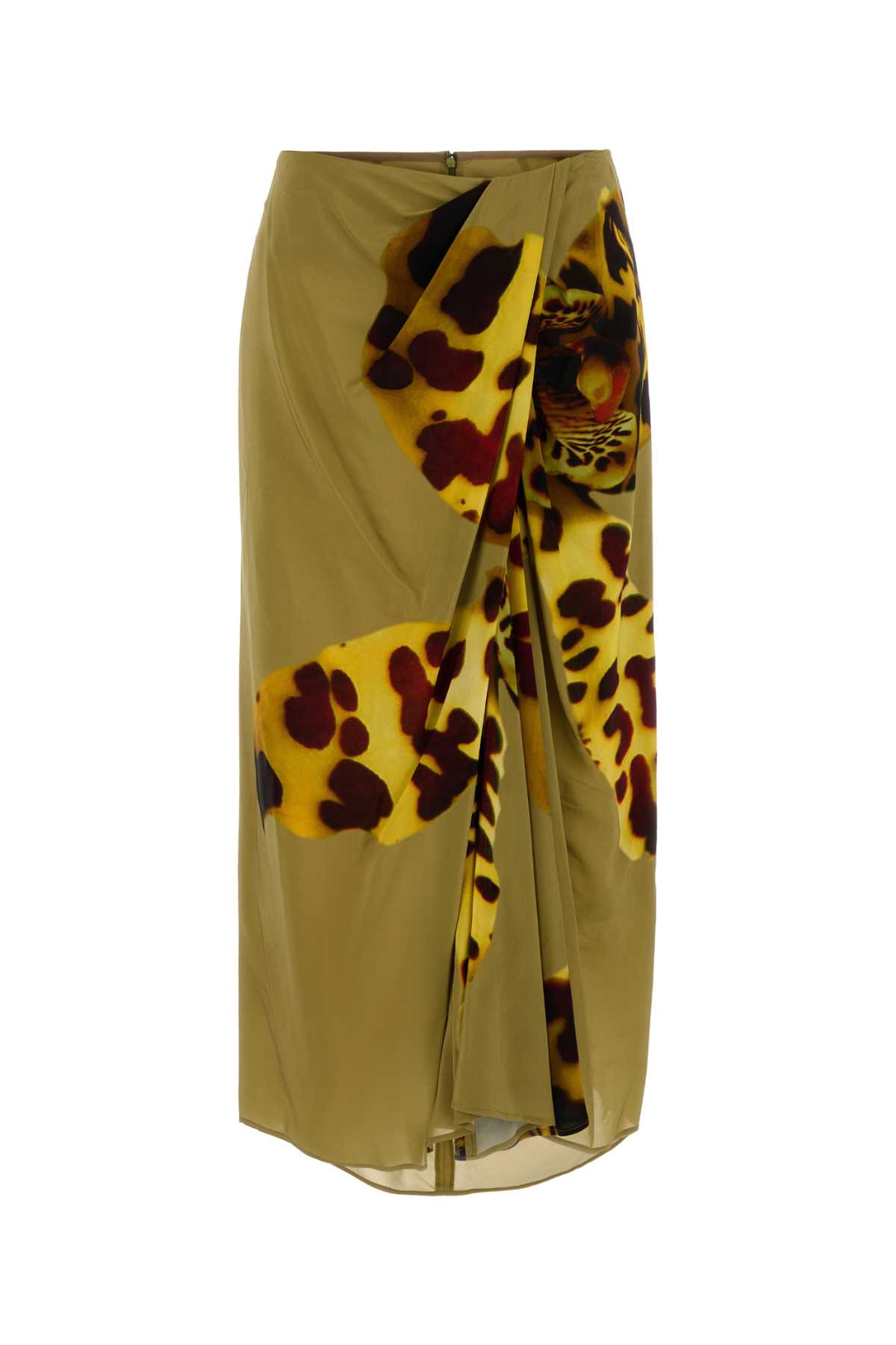 Dries Van Noten Orchid Print Skirt In Viscose