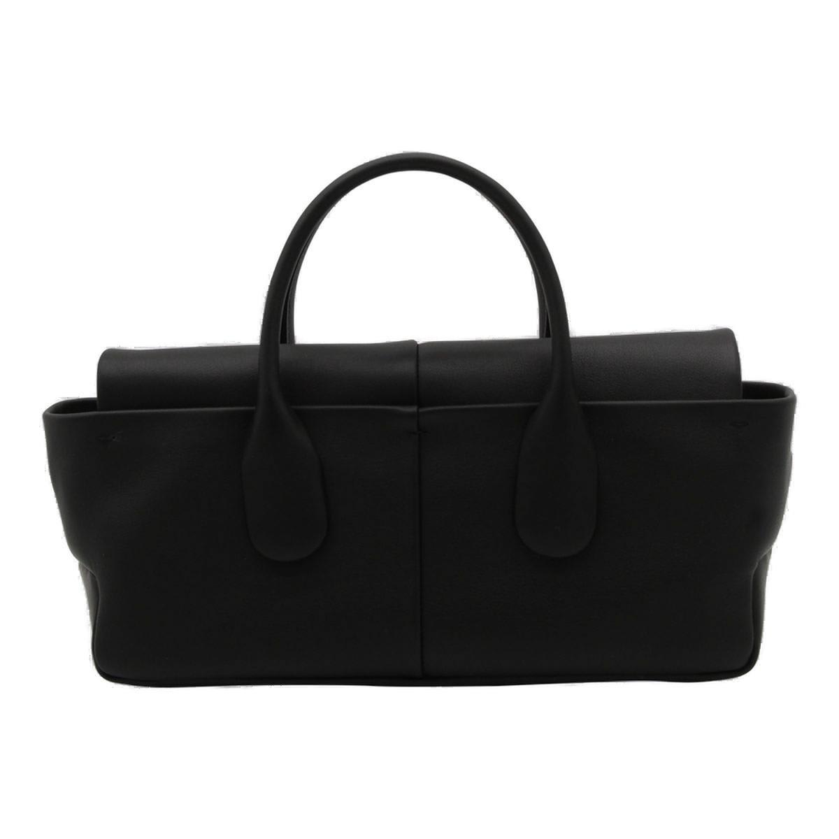 Shop Tod's Di Logo Patch Tote Bag In Black