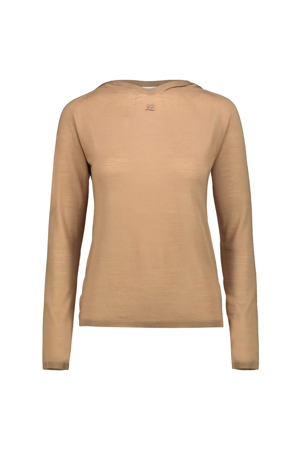 Shop Courrèges Hoodie Knit Second Skin In Dune