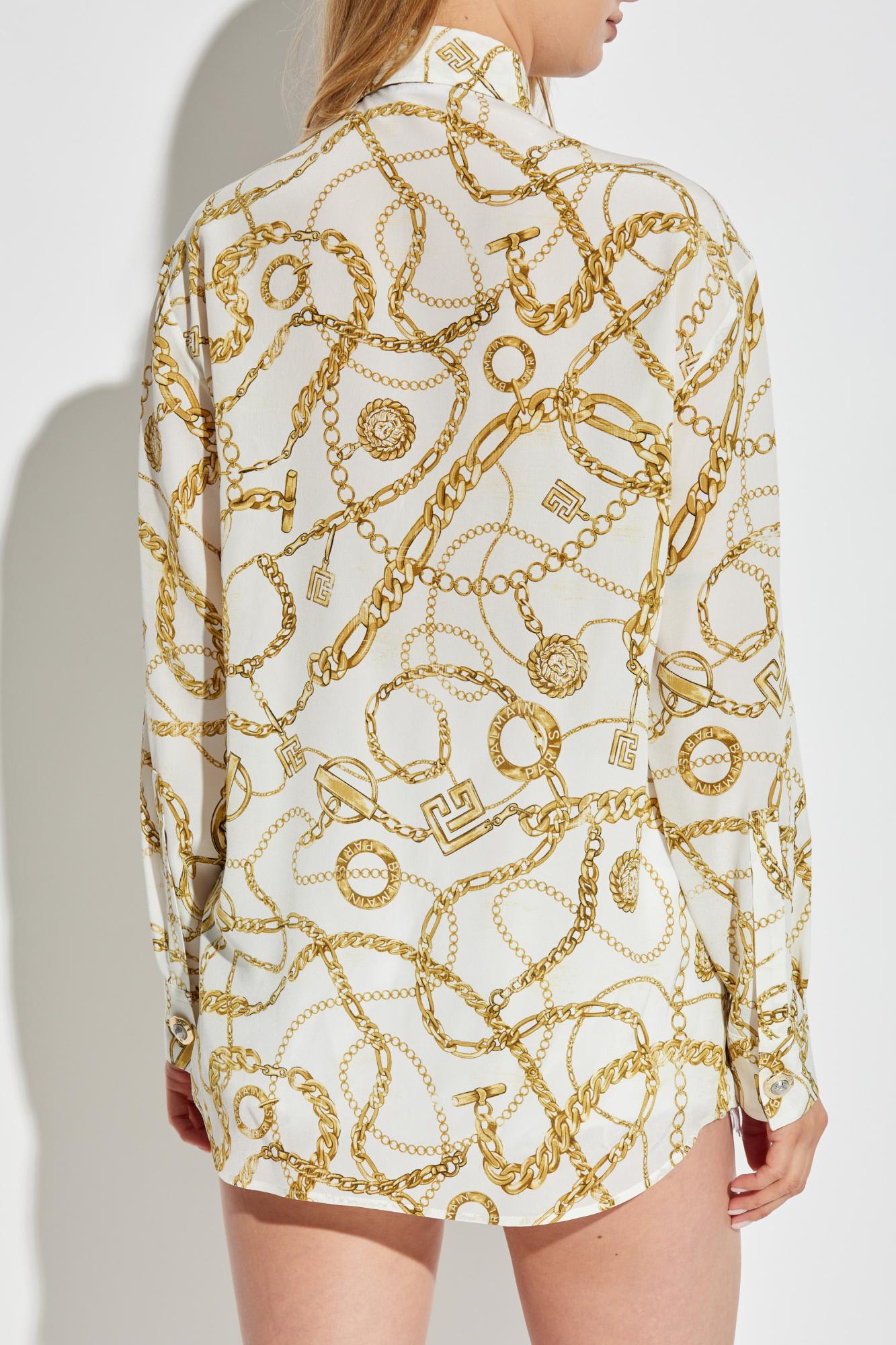 Balmain Silk Shirt With Print In Multi