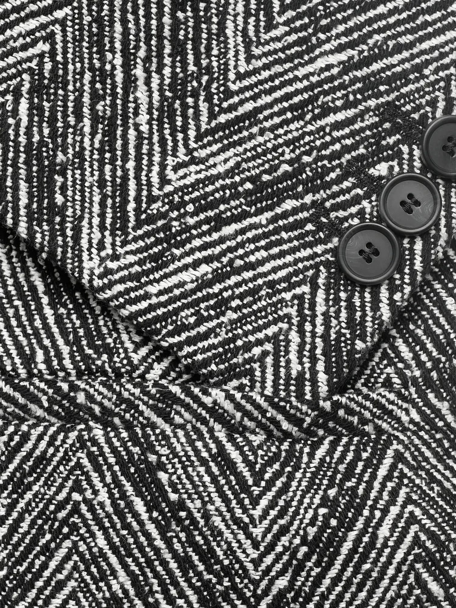 Hugo Boss Herringbone Pattern Double-breasted Coat In Black