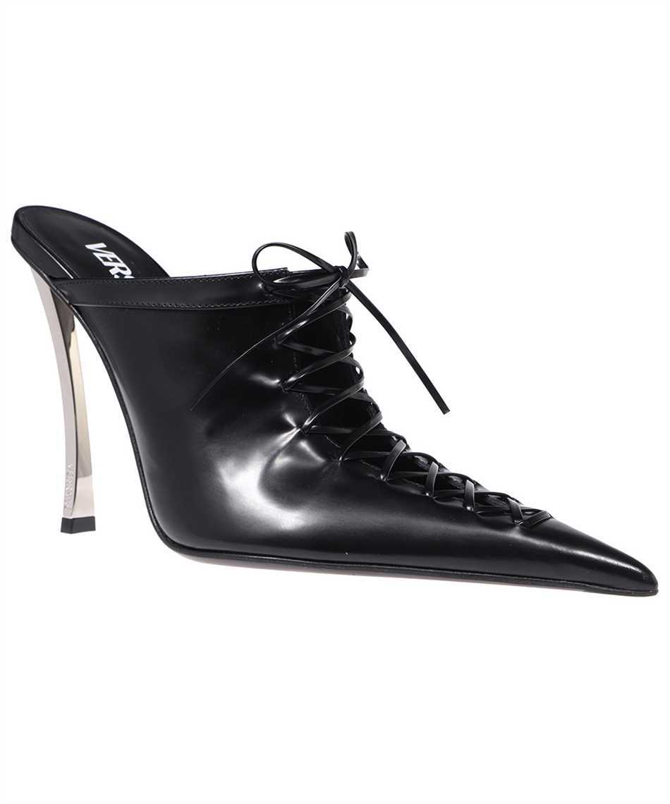 Versace Leather Mules In Black