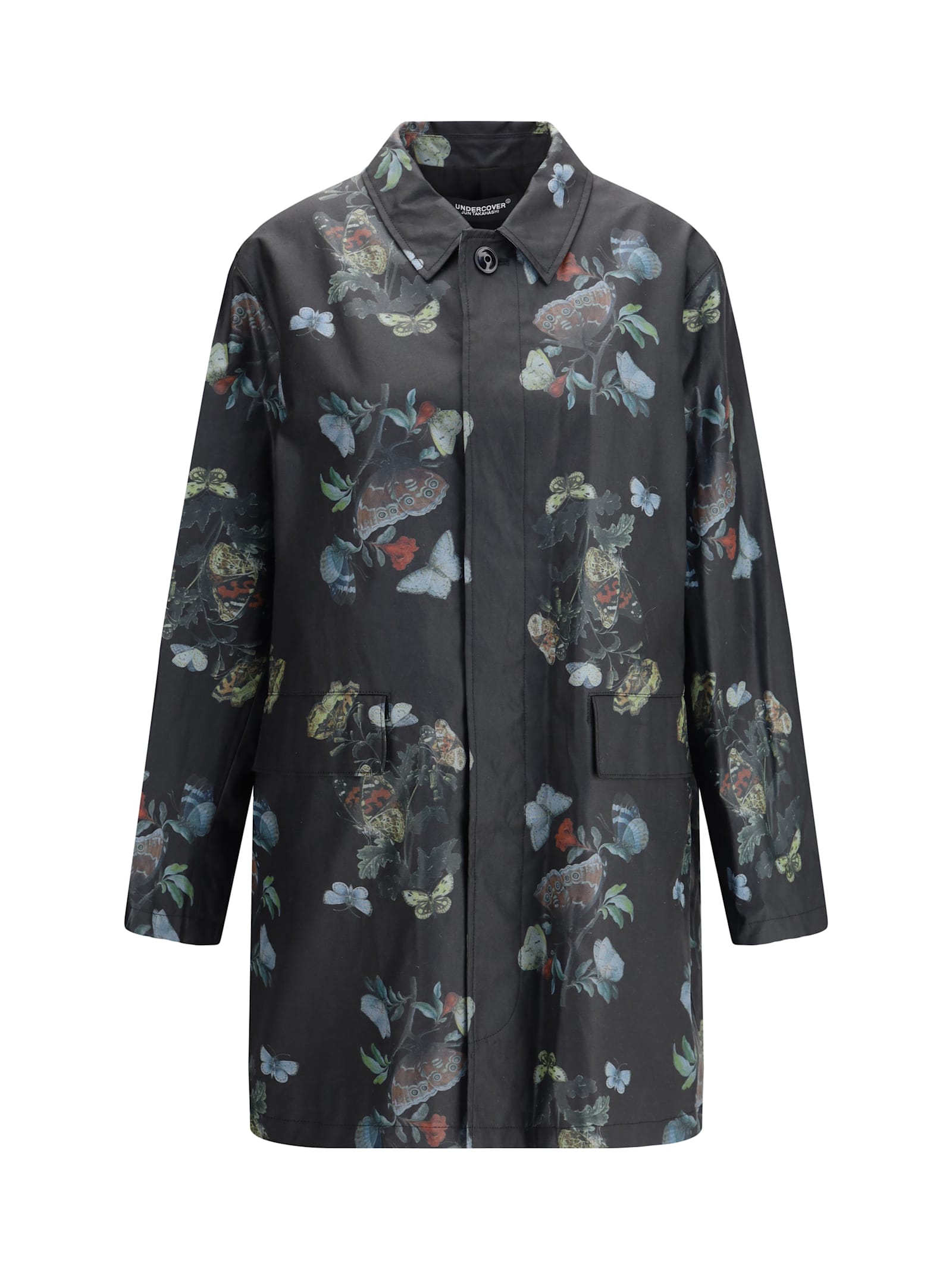 Undercover Waxed Cotton Raincoat In Gray