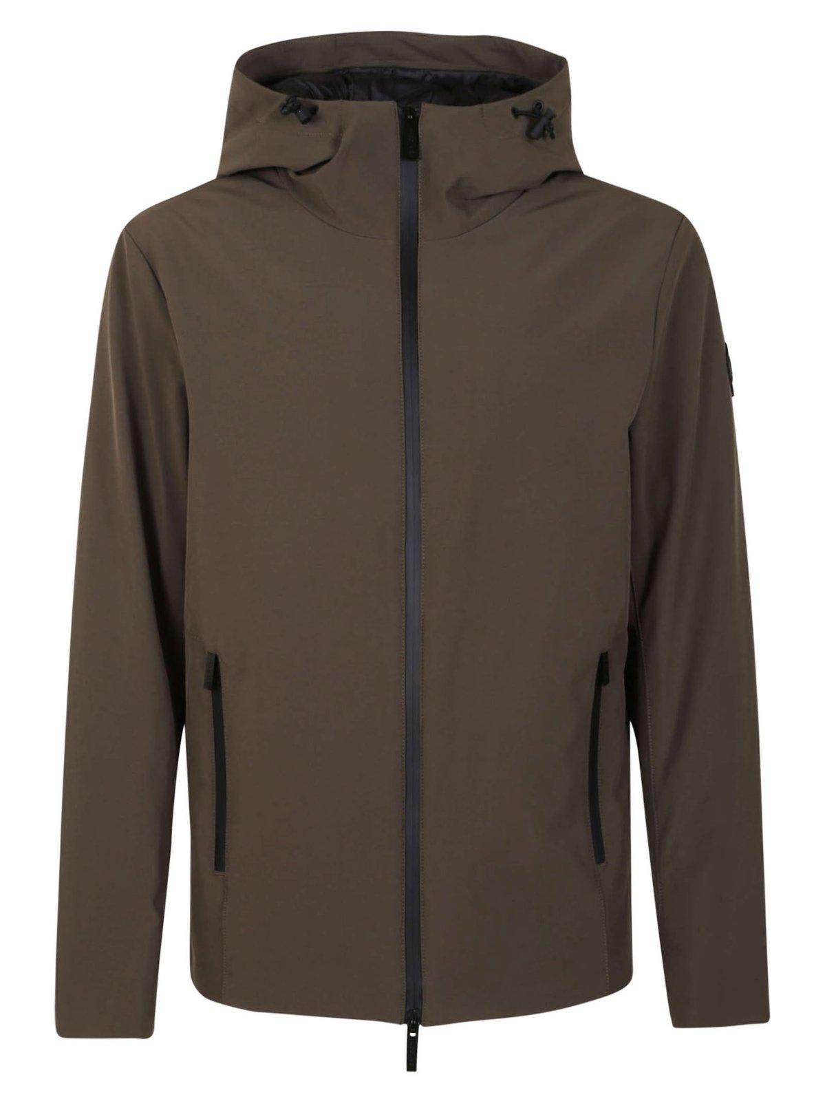Shop Woolrich Hooded Zip-up Down Jacket In Dark Green