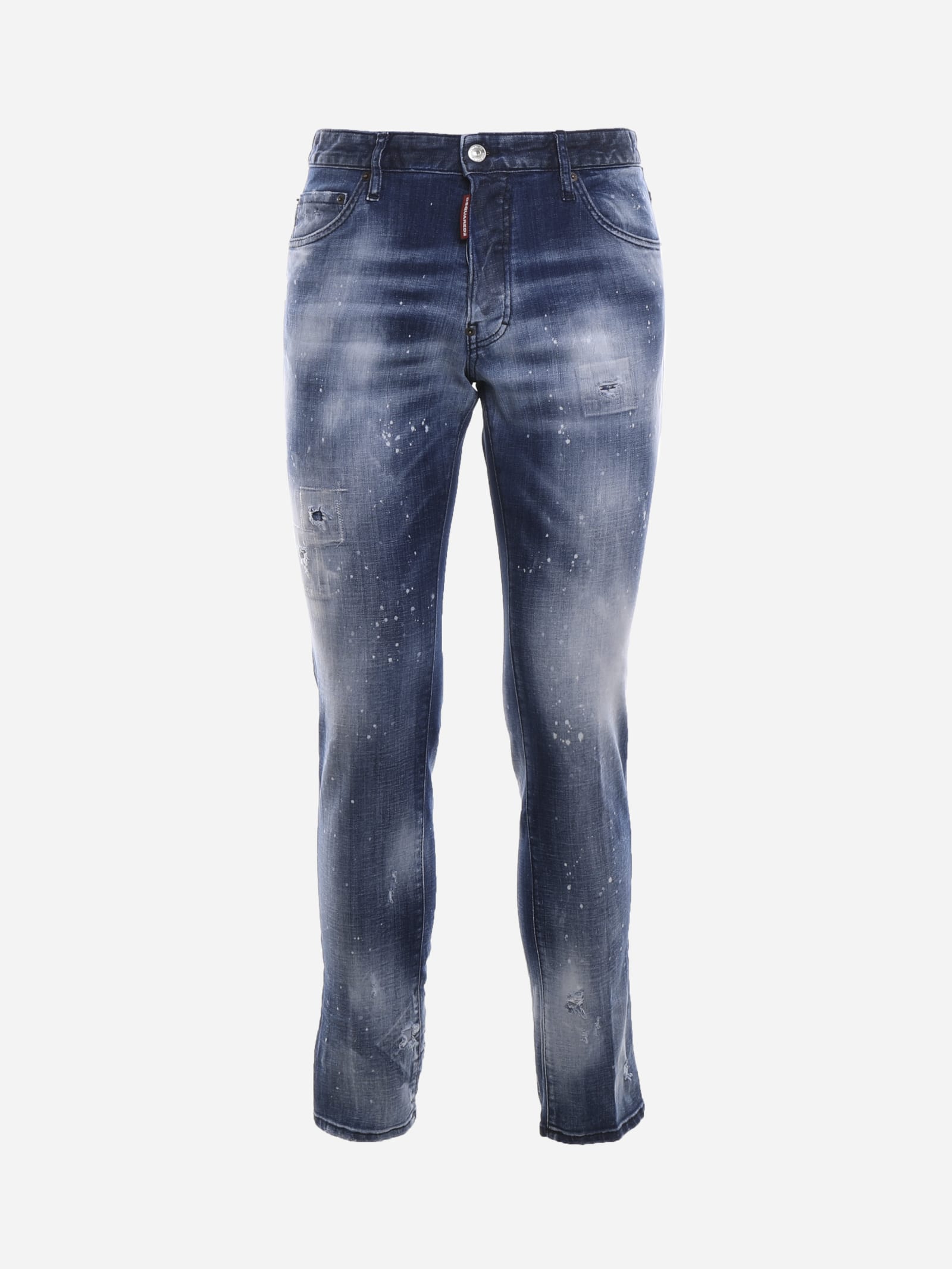 Dsquared2 Cool Guy Jeans In Used-effect Cotton Denim In Blue