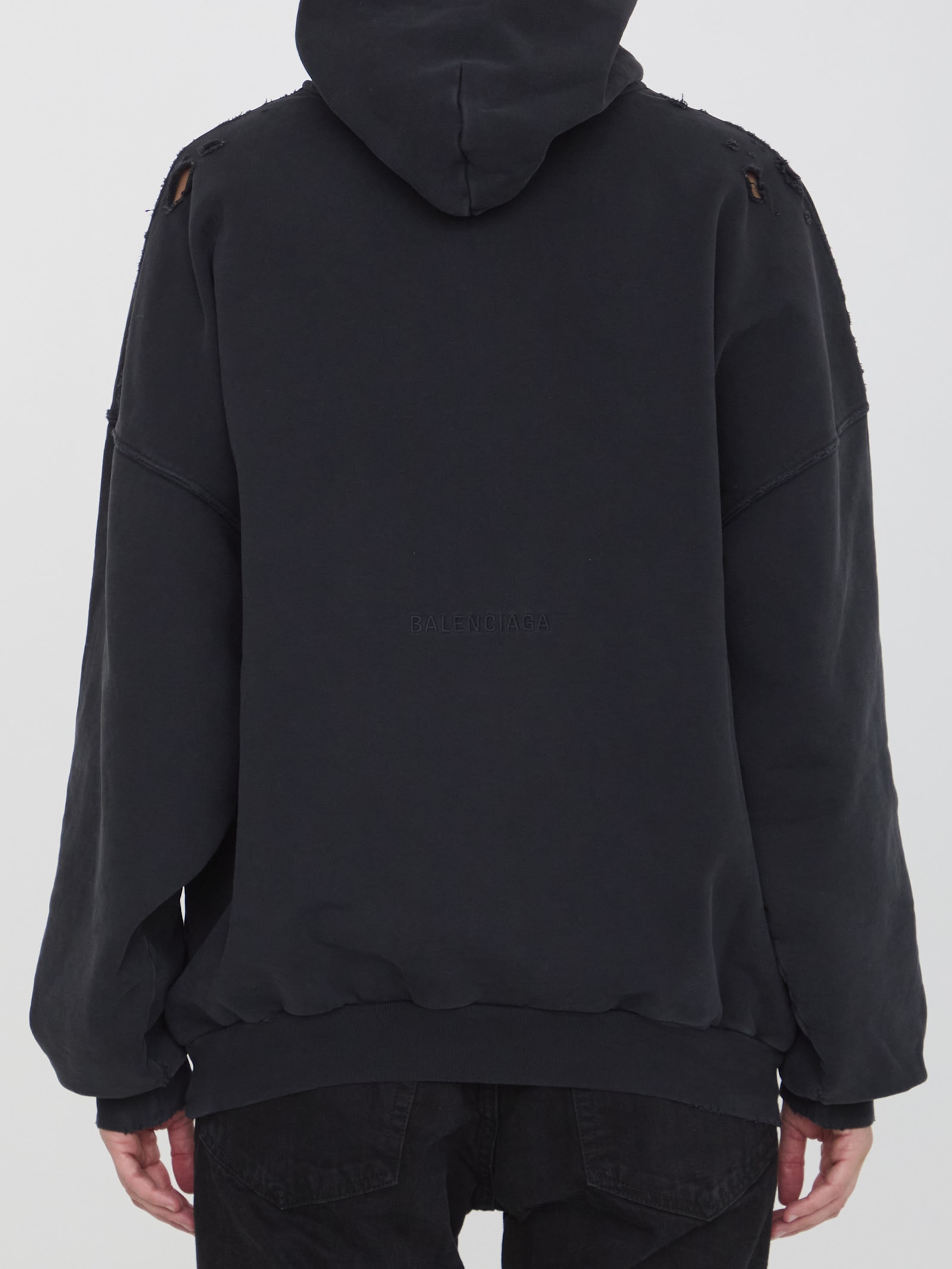 Shop Balenciaga Paris Liberty Hoodie In Black