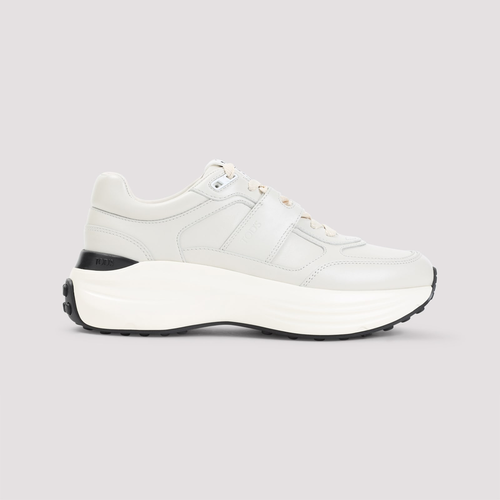Tod's Low Top Leather Sneakers With Contrast Sole In White