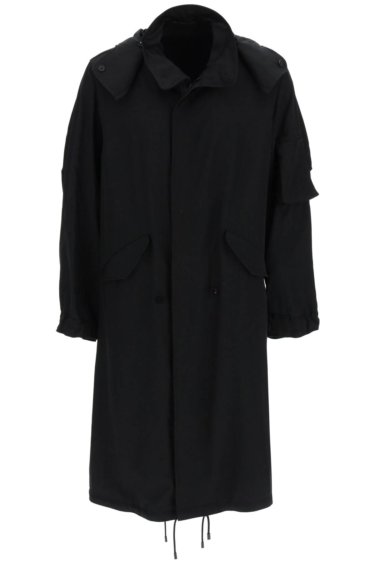 Yohji Yamamoto Lightweight Wool Hooded Coat In Black (black)
