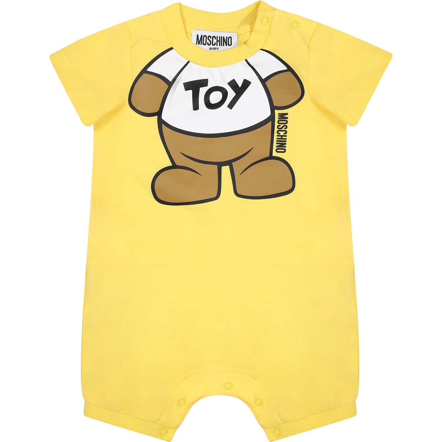 Shop Moschino Yellow Romper For Baby Kids With Teddy Bear