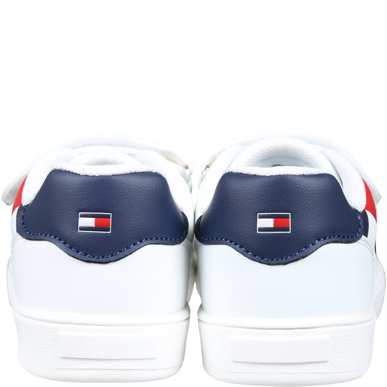 Shop Tommy Hilfiger White Sneakers For Kids With Flag And Logo