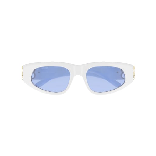 Shop Balenciaga Bb0095s Sunglasses In White Gold Light Blue