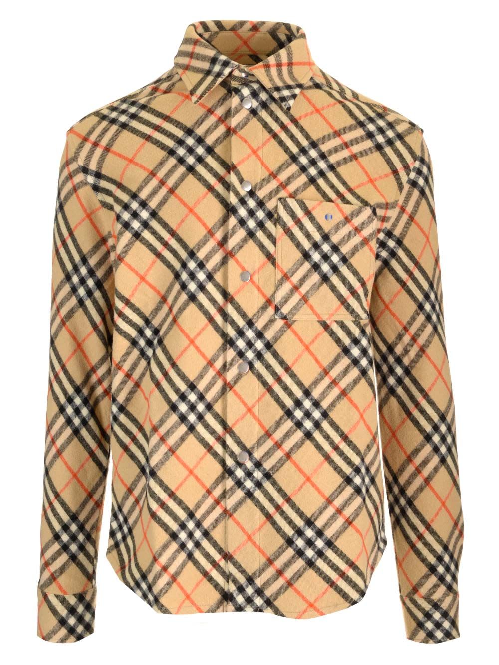 Shop Burberry Shirt With  Check In Beige