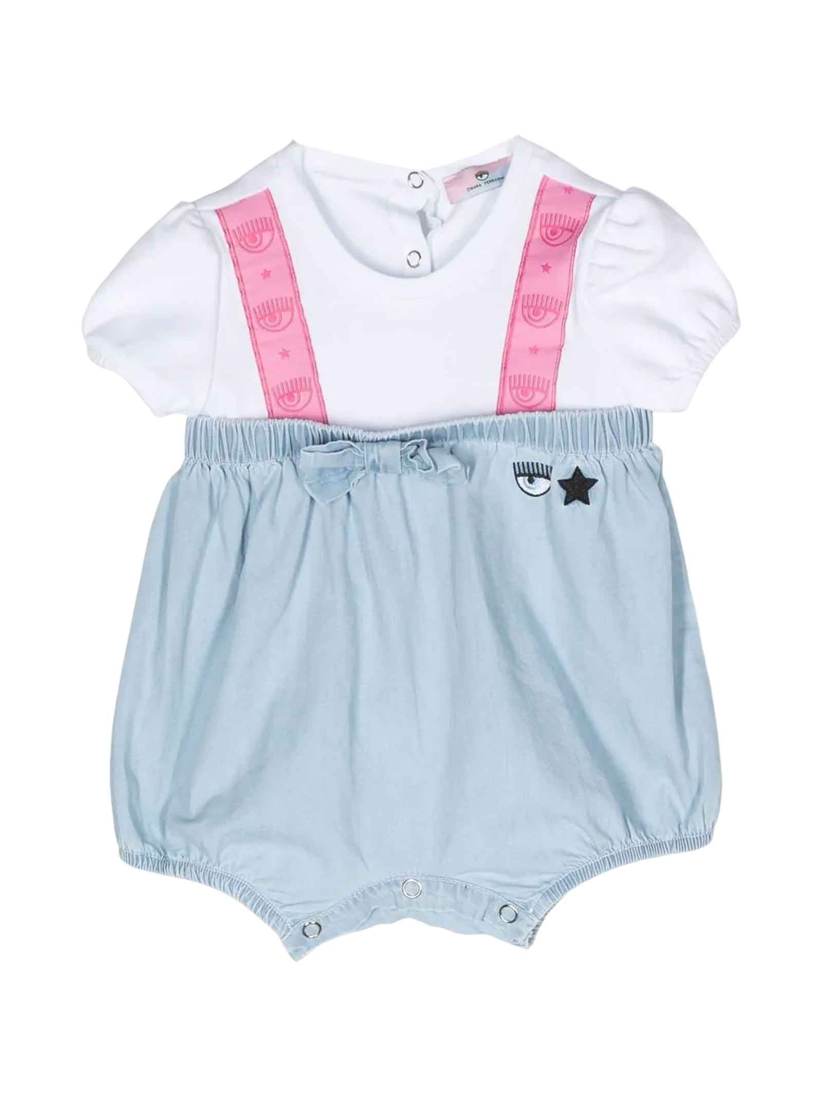 Chiara Ferragni Blue Romper Baby Girl