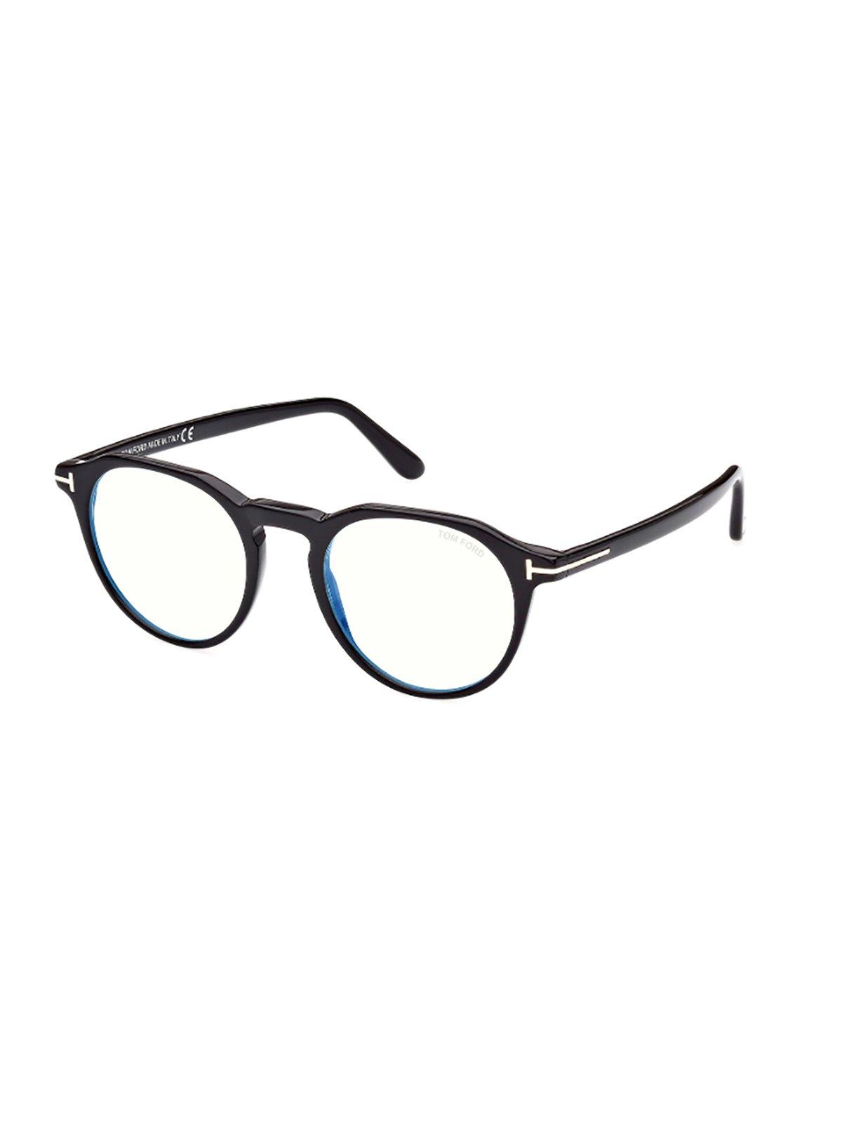 Tom Ford Round Frame Glasses Glasses In 001 Nero Lucido