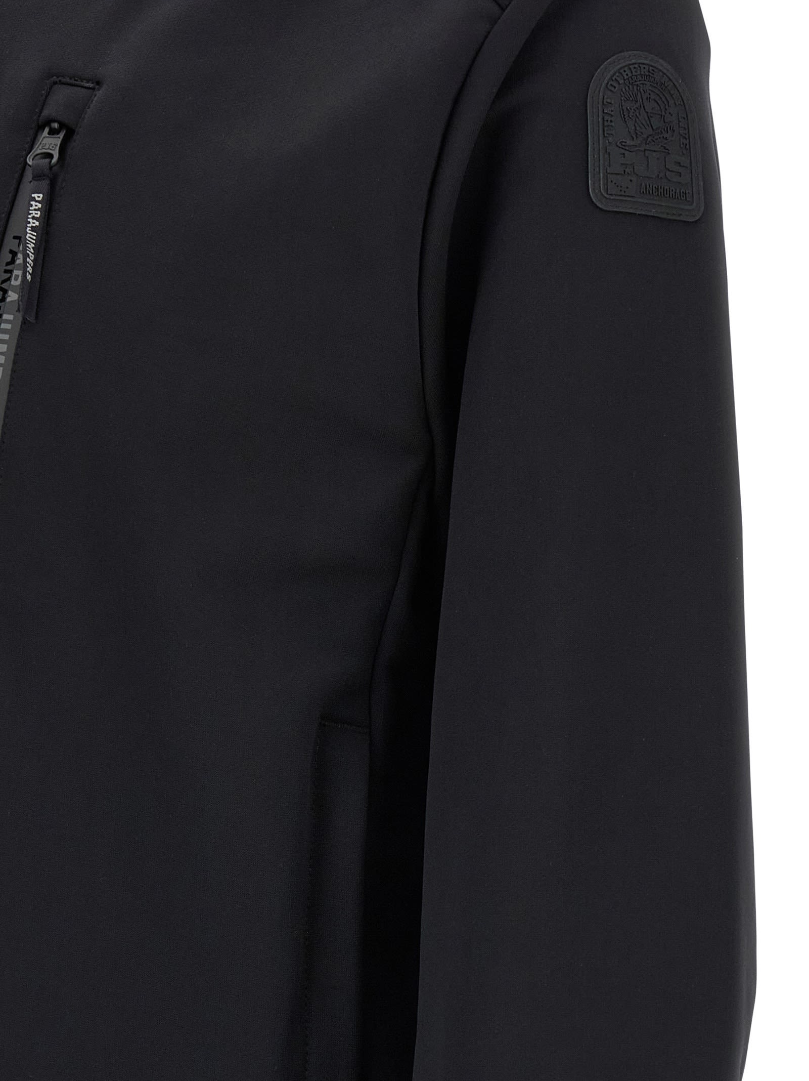Parajumpers Ribbed Cuffs And Hem Sweatshirt With Zip Pocket In Black