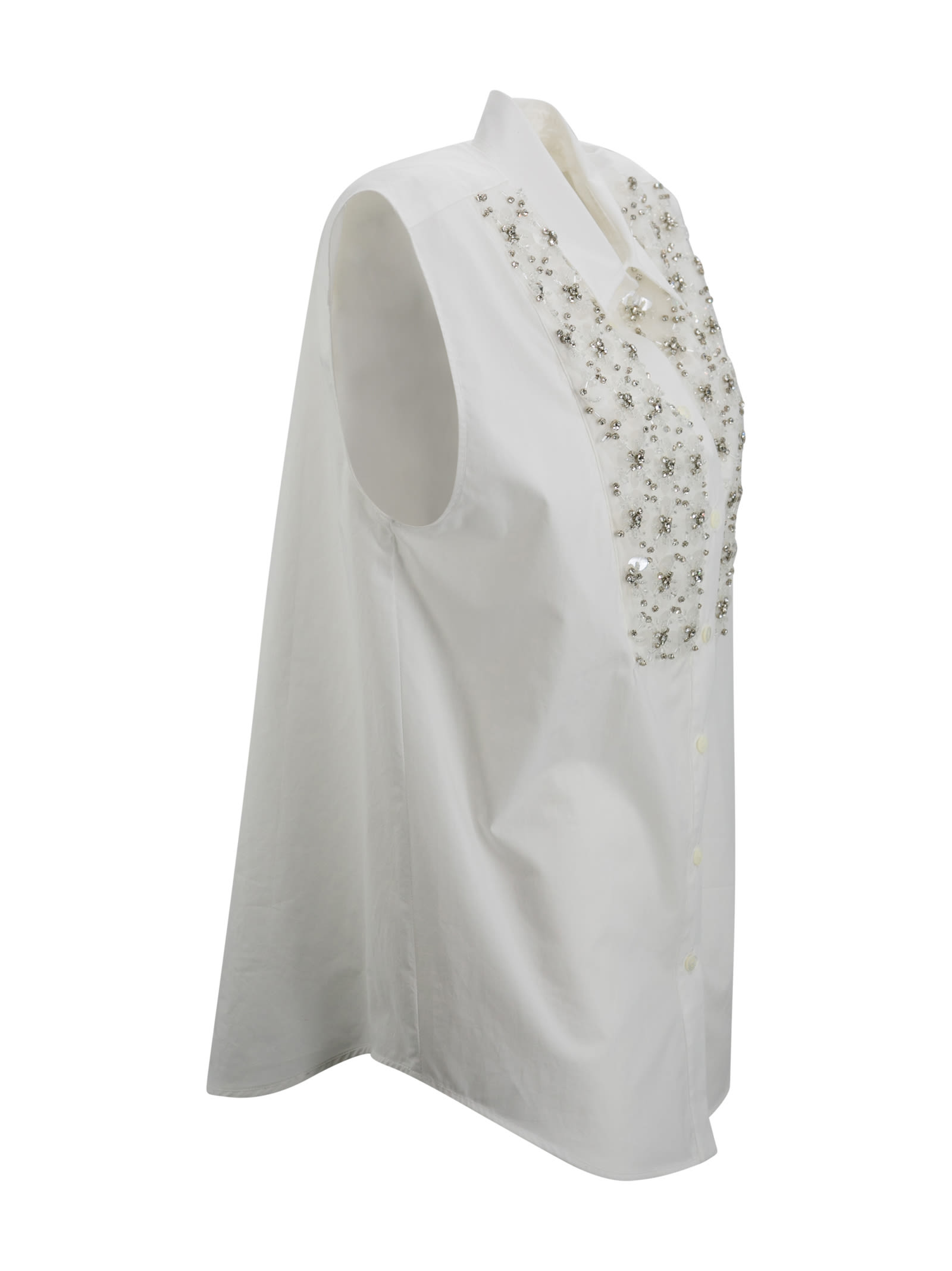 Shop P.a.r.o.s.h Shirt With Sequin Embroidery In White